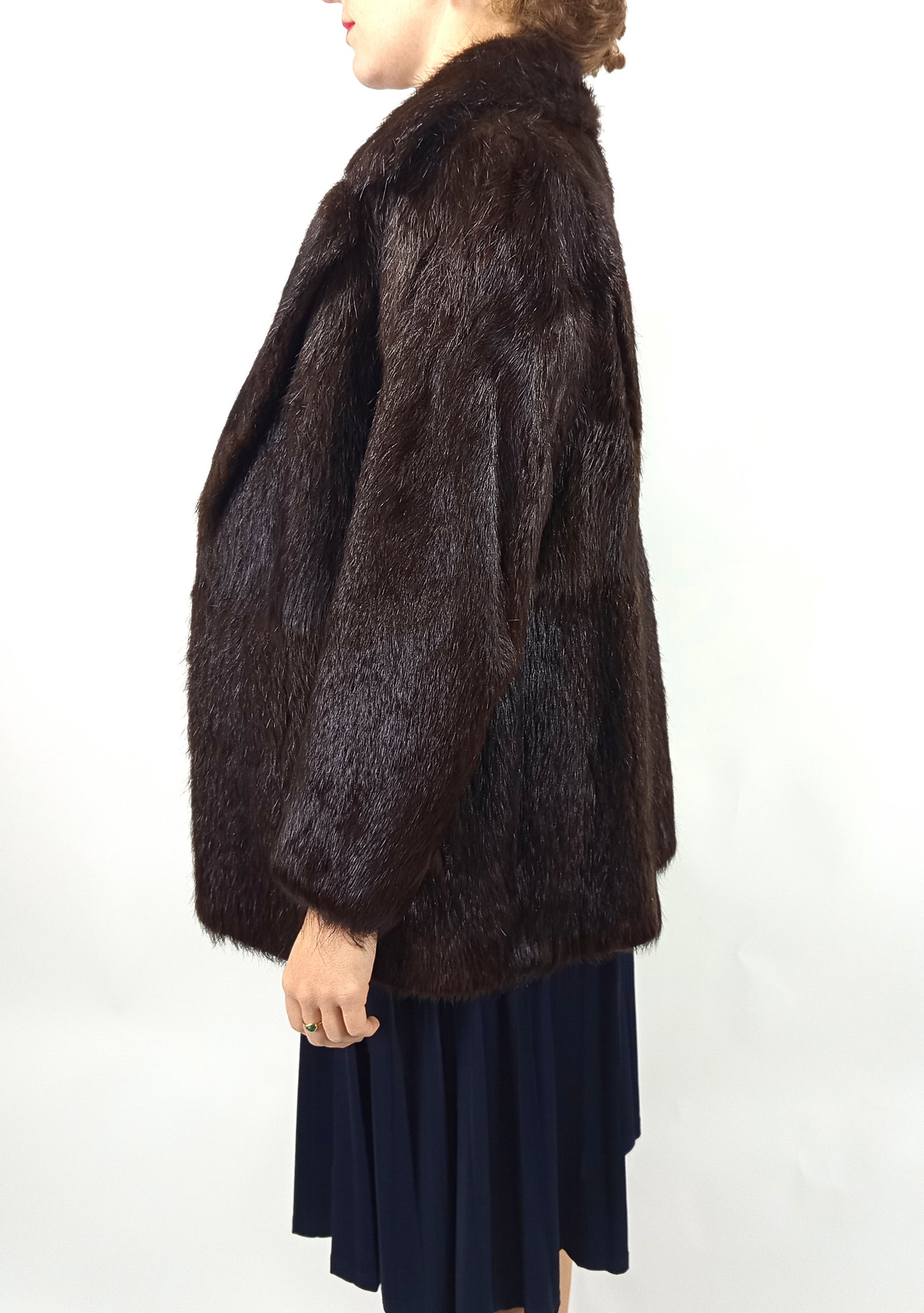 BROWN BEAVER FUR JACKET EU: M ; US: 12 - 3