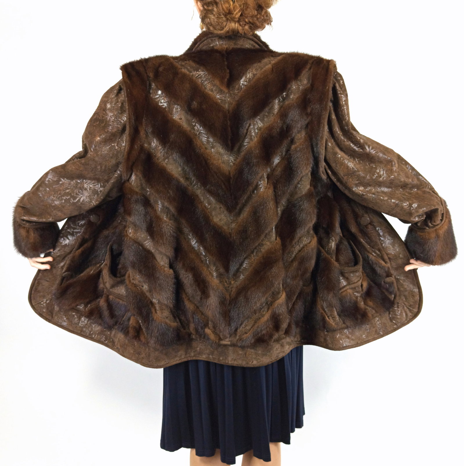 BROWN MINK JACKET EU: XXL ; US: 22 - 3