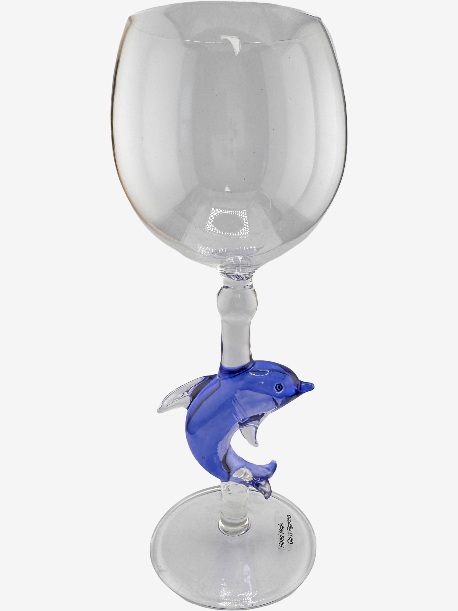 Hand-Blown Glass Goblet with Blue Dolphin Stem - 2