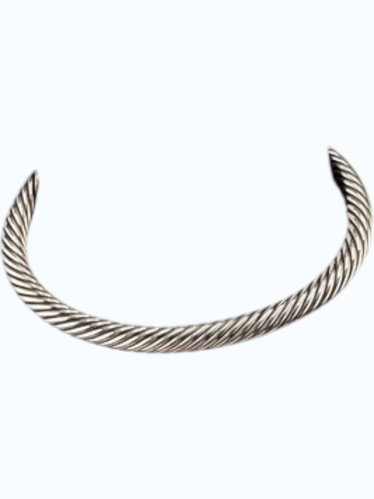 David Yurman Sterling Silver 925 Cable Classics Pave Diamond Cuff Bracelet - 2