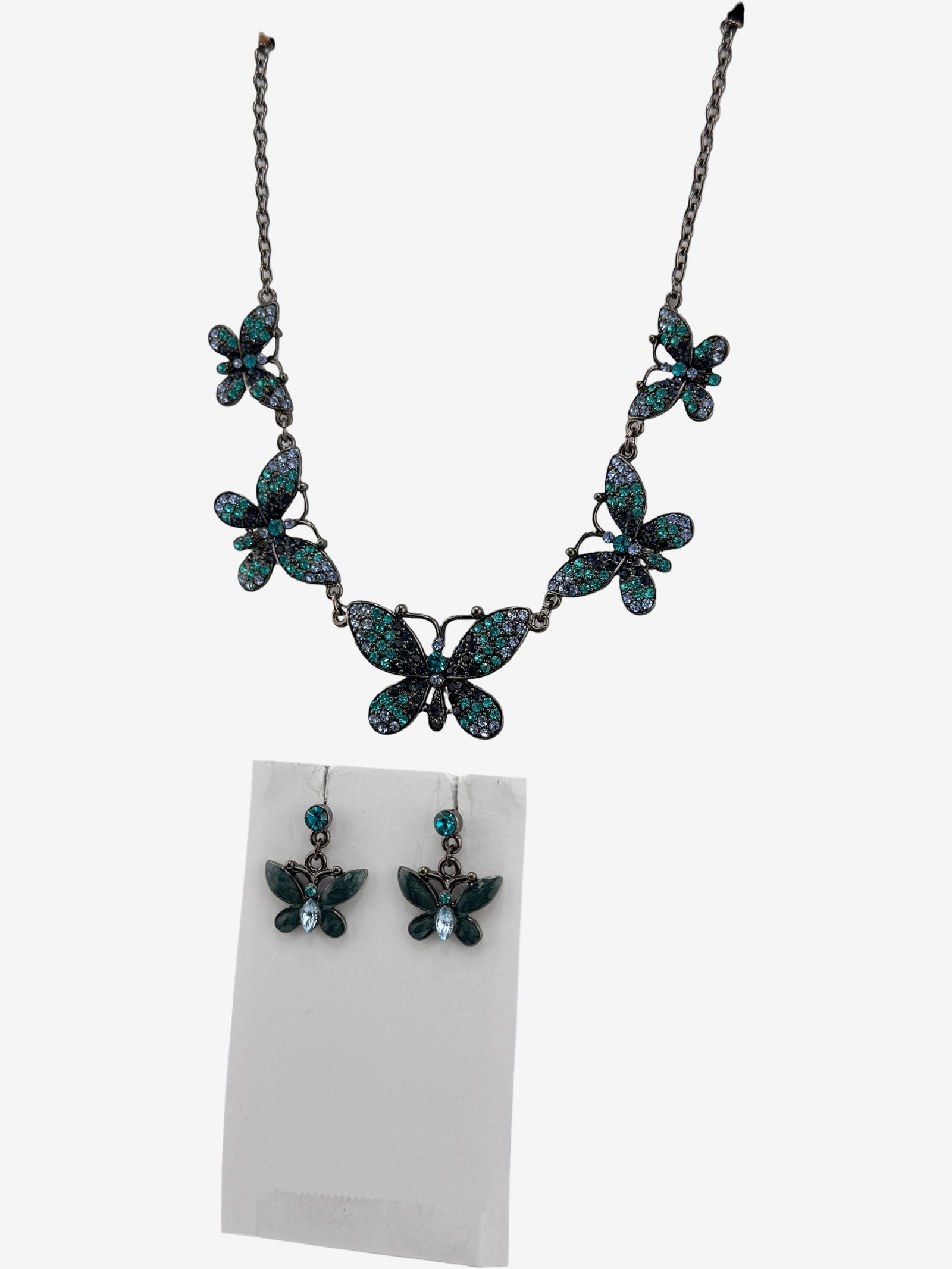 Butterfly Motif Necklace and Earring Set - 3