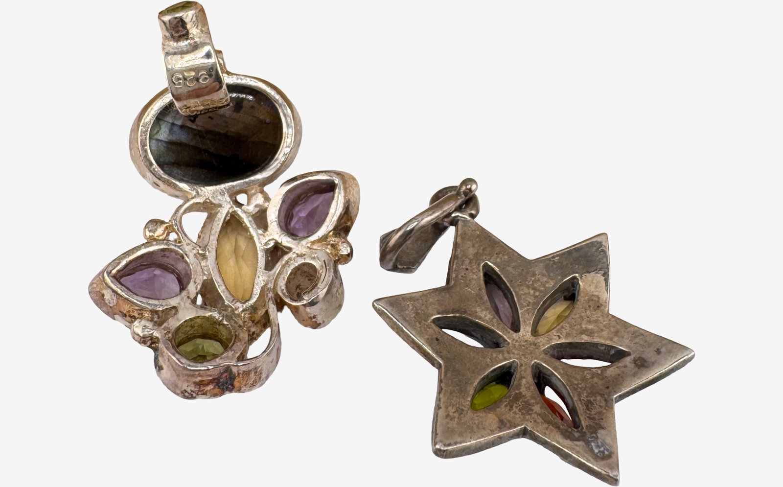 Two Sterling Silver and Multi-Gemstone Pendants - 2