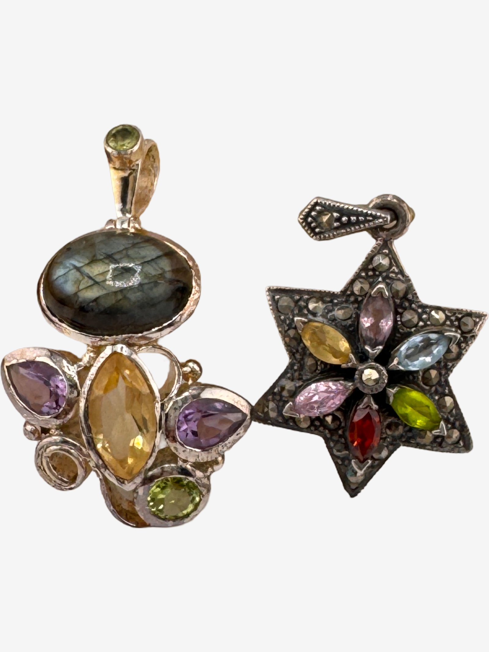 Two Sterling Silver and Multi-Gemstone Pendants - 4