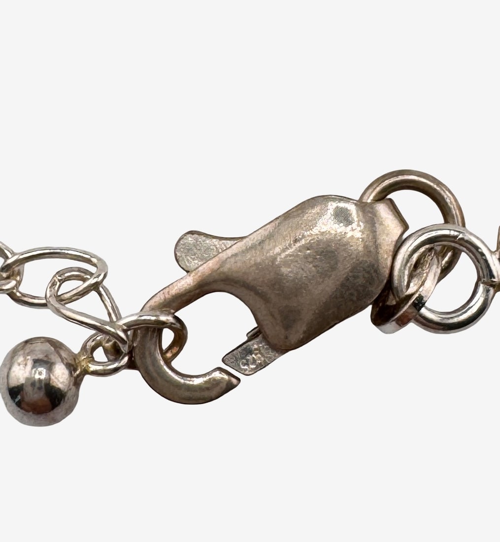 Sterling Silver Heart and Circle Link Necklace 18.10g - 4