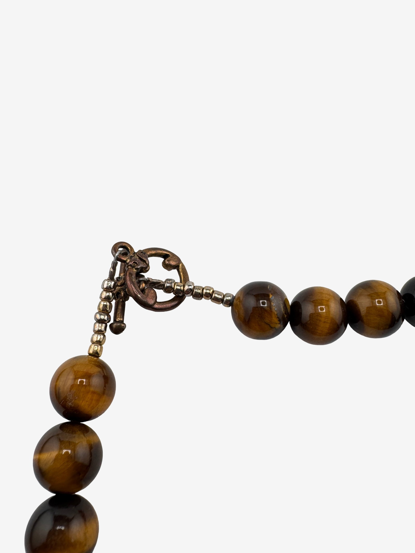 Tiger's Eye and Gold Tone Beaded Necklace - 4