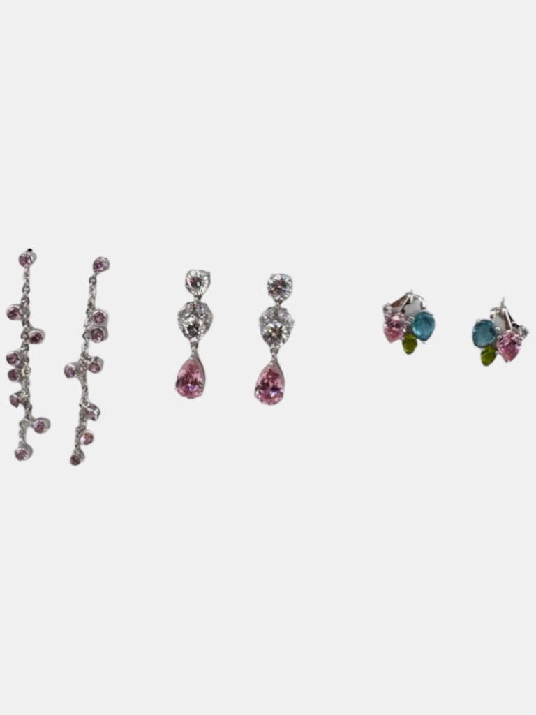 Three Pairs of Silver tone and Gemstone Earrings - 3