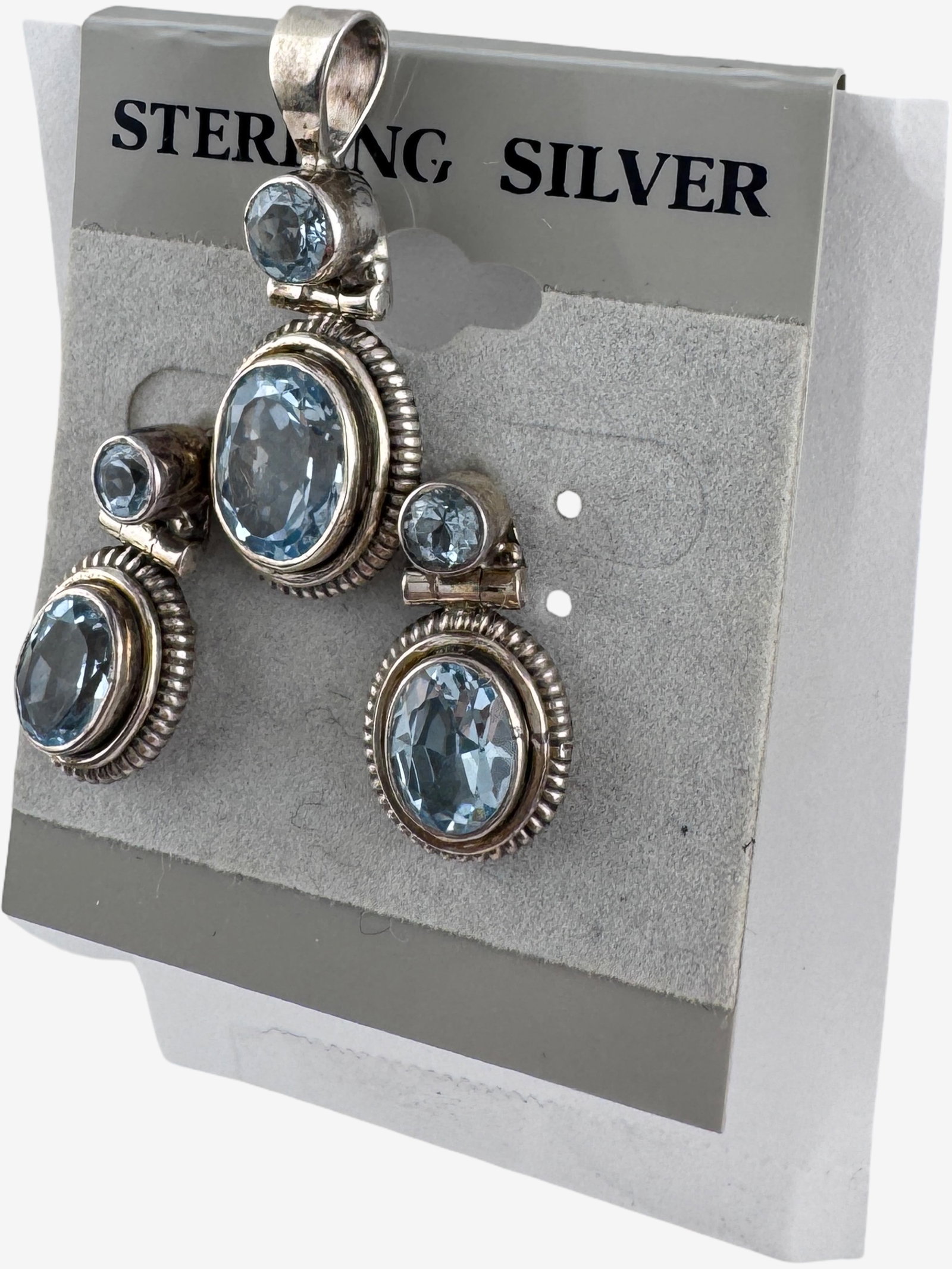 Vintage Sterling Silver Pendant and Earrings Set - 2