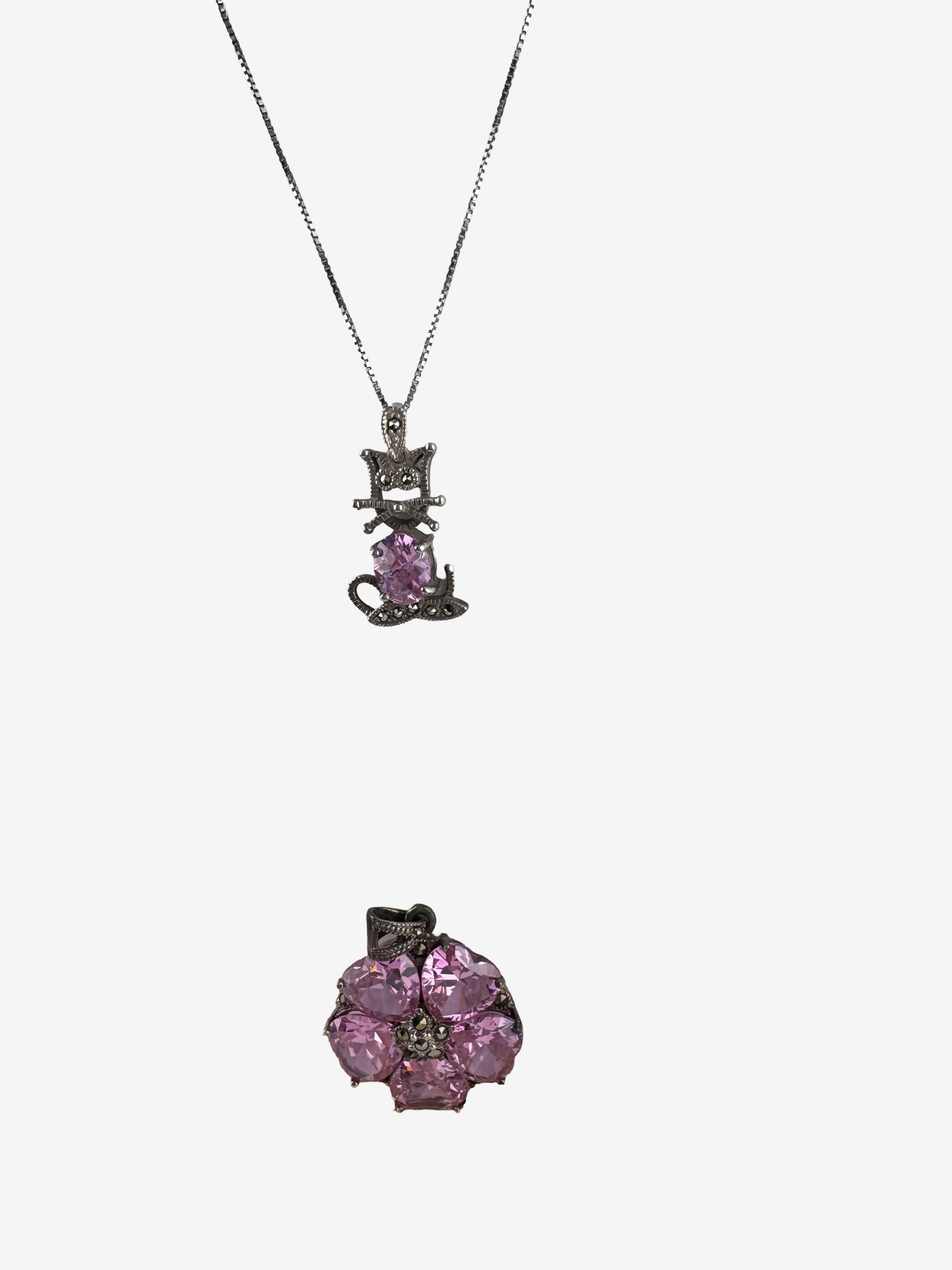 Vintage Sterling Silver Necklace and Pendant Set - 3