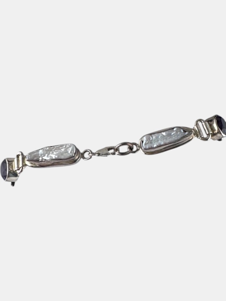 Sterling Silver Bracelet and Pendant with Amethyst and Baroque Pearls 53.11g (incl. stones) - 3