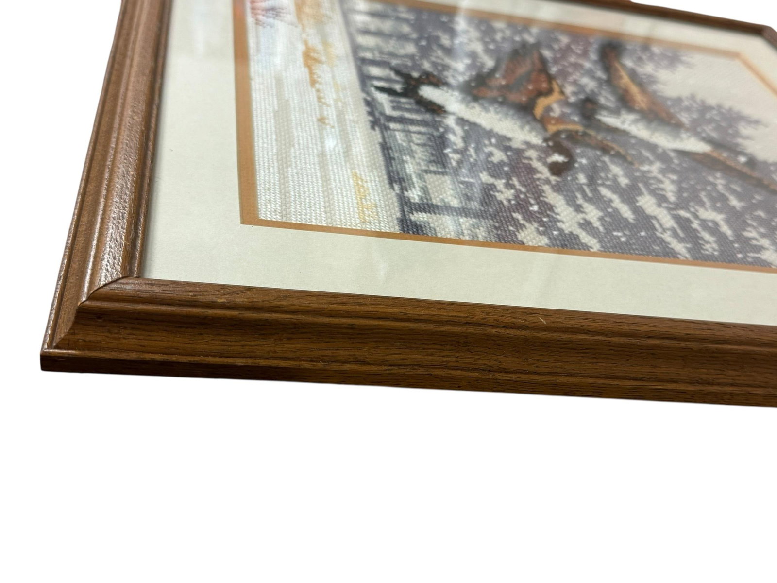 Vintage 1984 Framed Monarch Horizons Canada Geese Counted Cross Stitch - 4