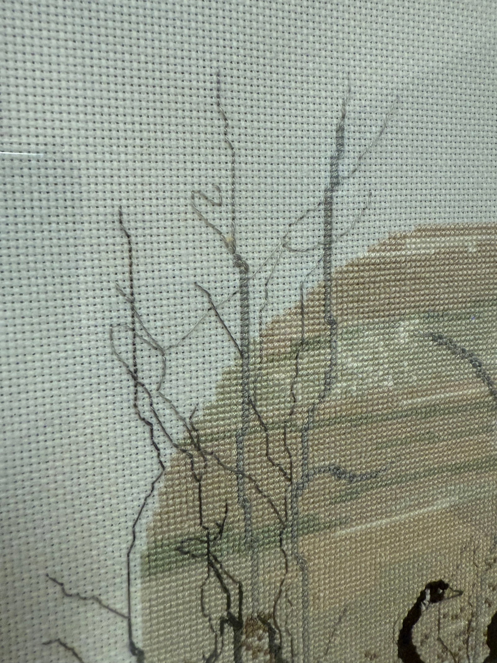 Vintage Framed 1984 P. Buckley Moss - Cameo Geese Cross Stitch - 4