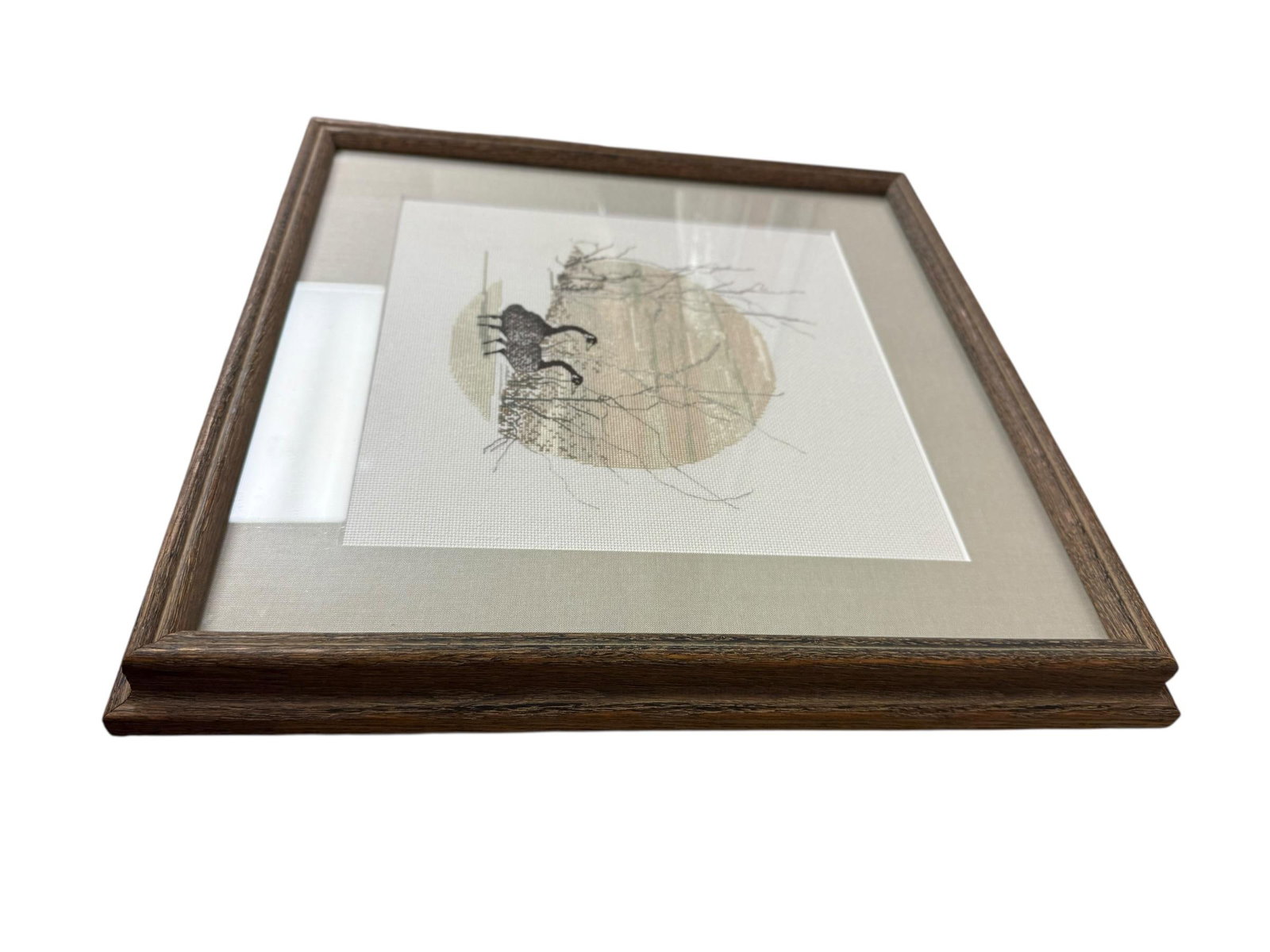 Vintage Framed 1984 P. Buckley Moss - Cameo Geese Cross Stitch - 8