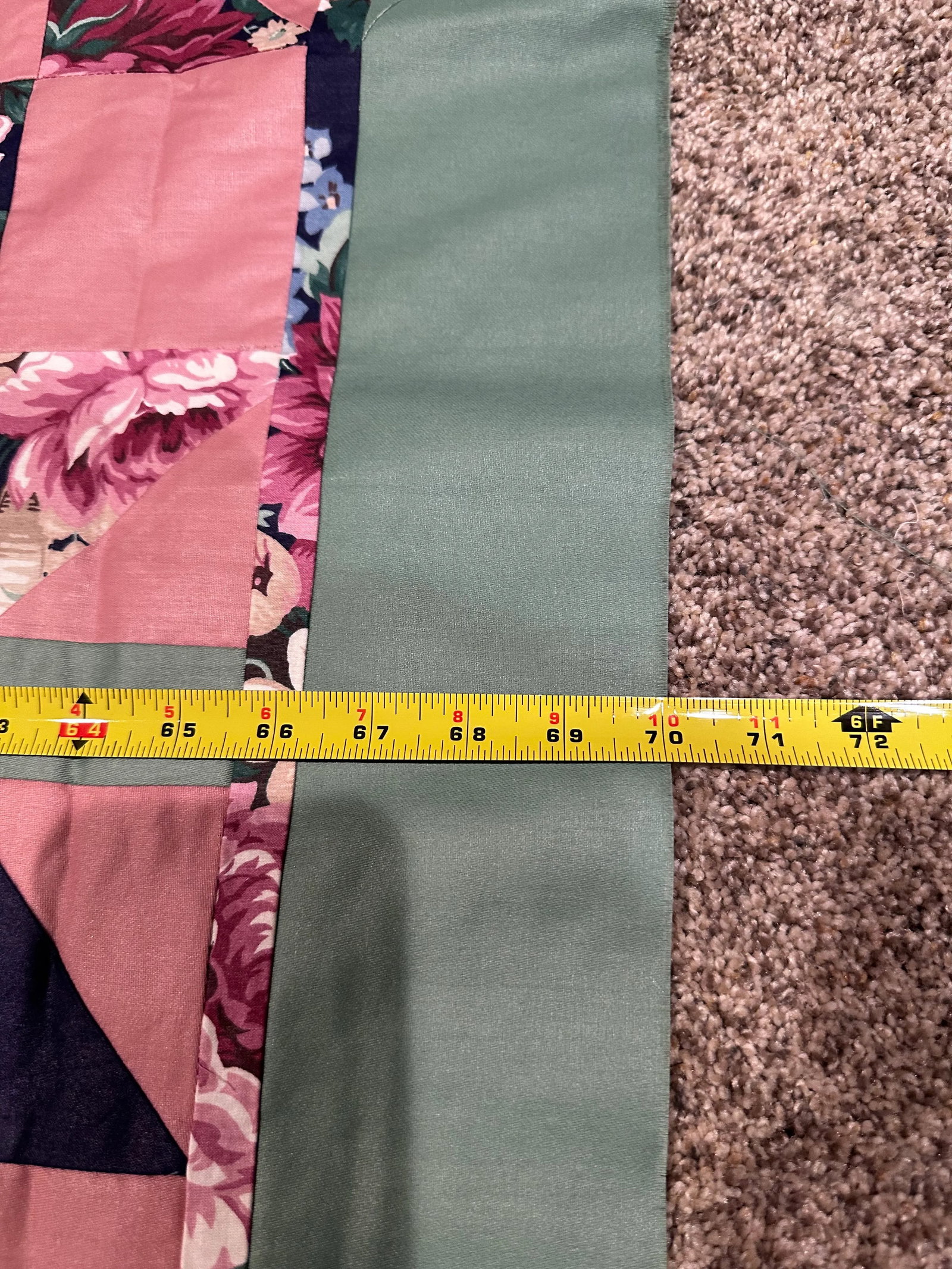 Vintage Mid 20th Century Cotton Sateen Polyester Throw Size Quilt Top - 2