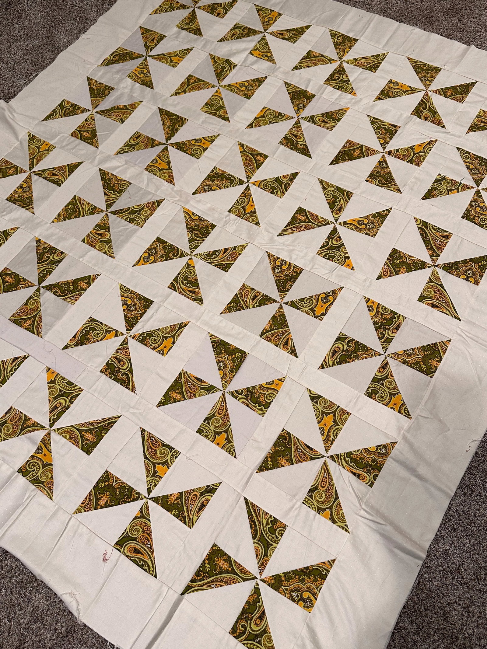 Vintage Mid 20th Century Throw Size Paisley Quilt Top - 3