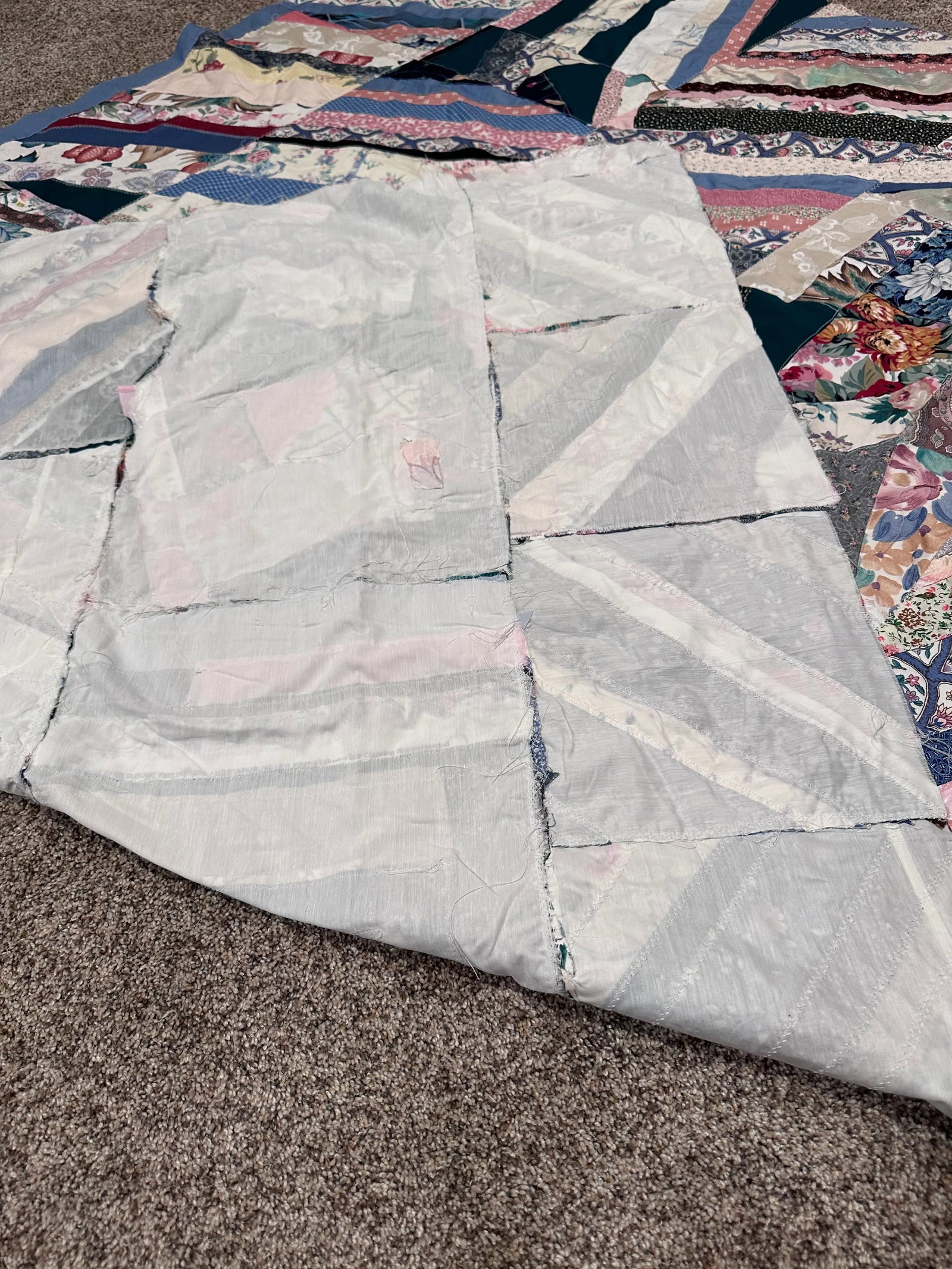 Vintage Mid 20th Century Twin Size Quilt Top - 2