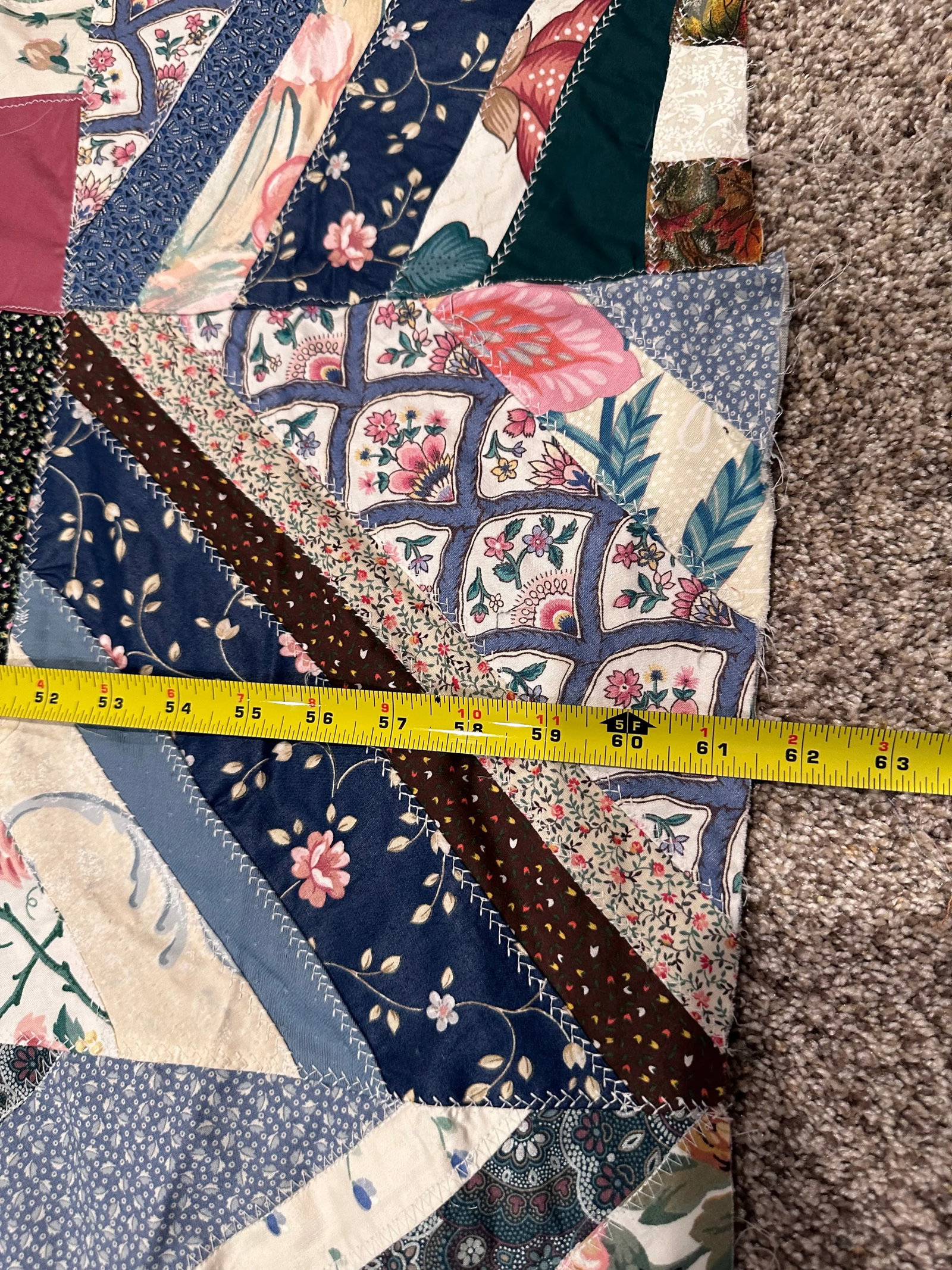 Vintage Mid 20th Century Twin Size Quilt Top - 3
