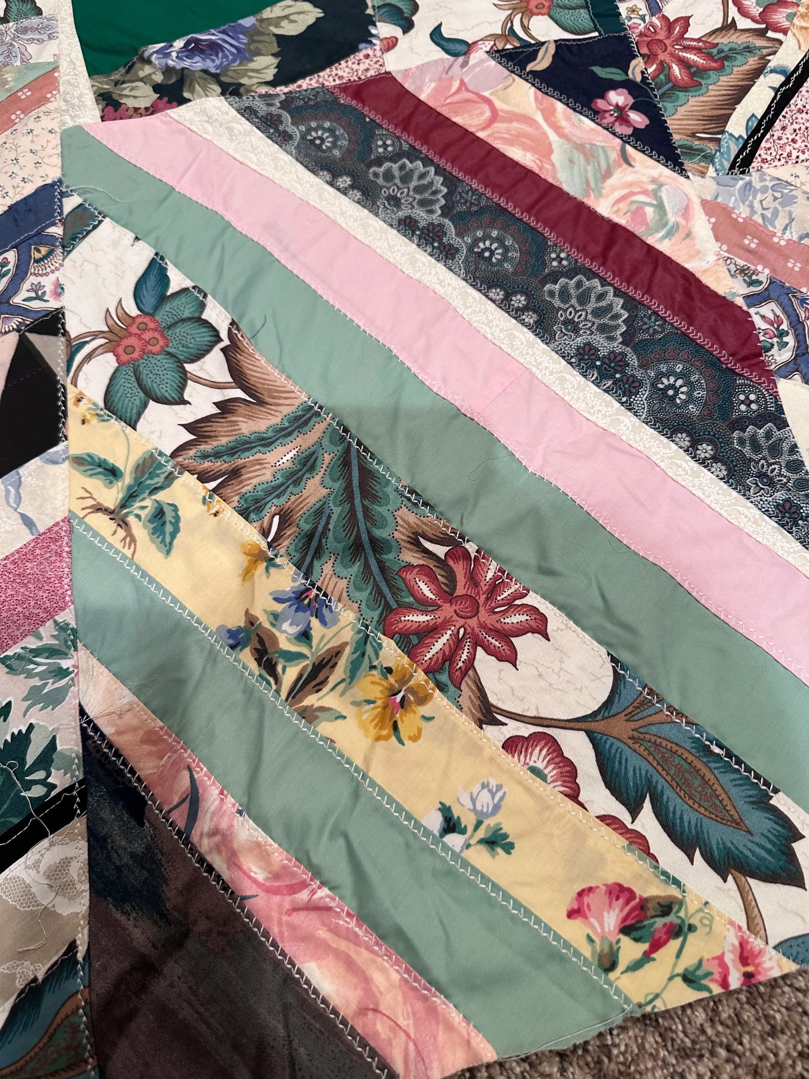 Vintage Mid 20th Century Twin Size Quilt Top - 5