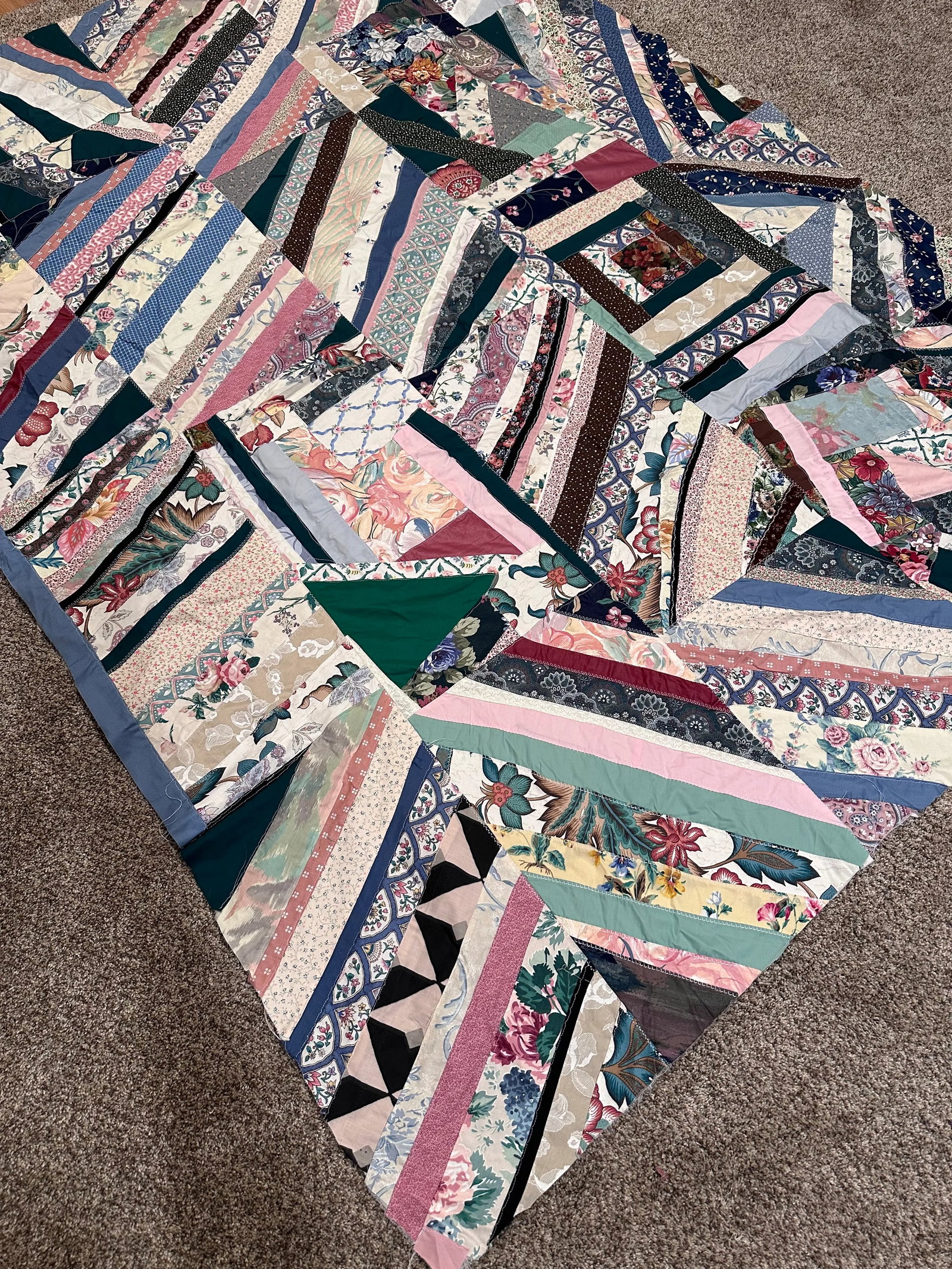 Vintage Mid 20th Century Twin Size Quilt Top - 6