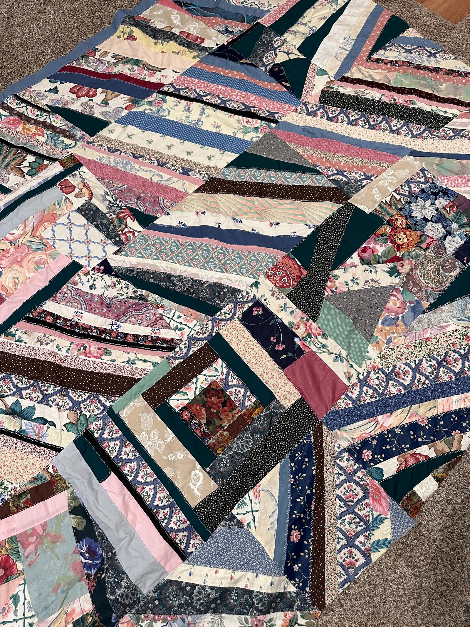 Vintage Mid 20th Century Twin Size Quilt Top - 7
