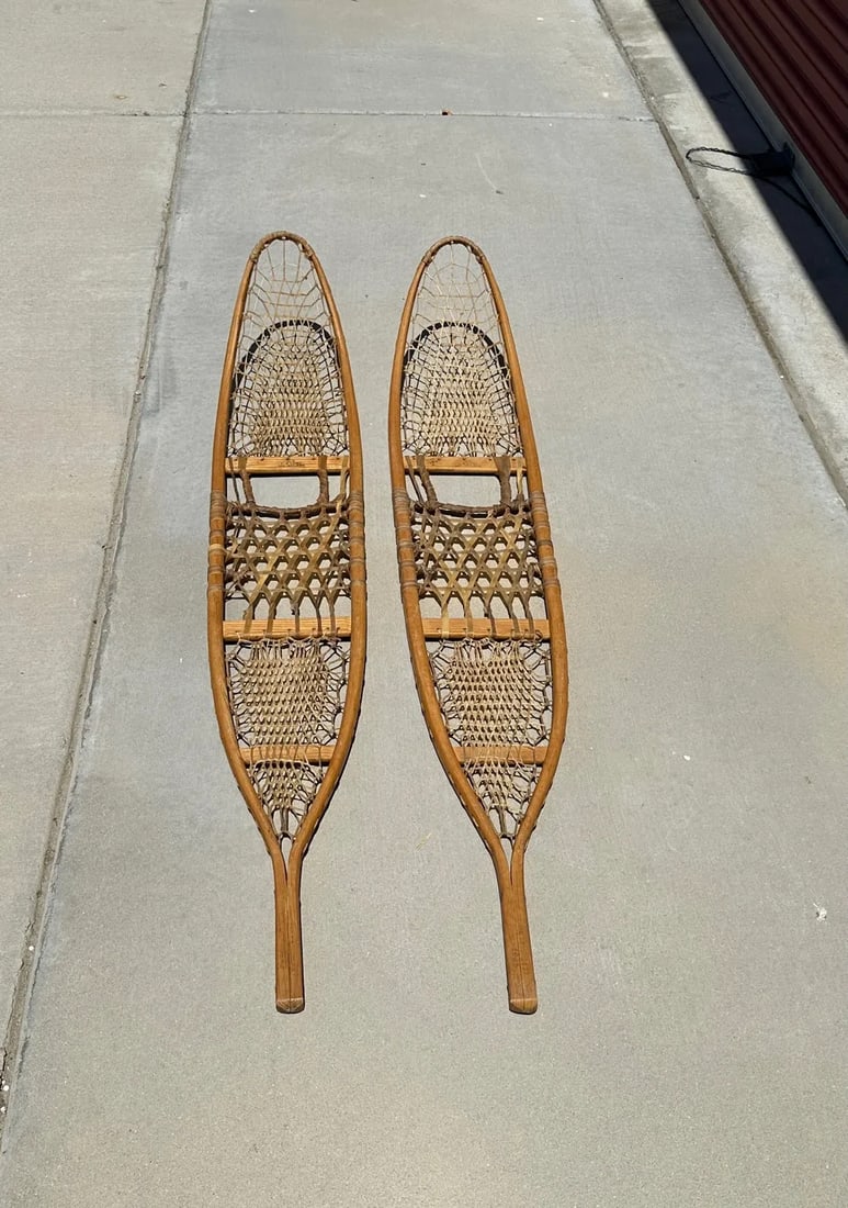 Vintage 1940's Wood Snow Shoes-A Pair - 5