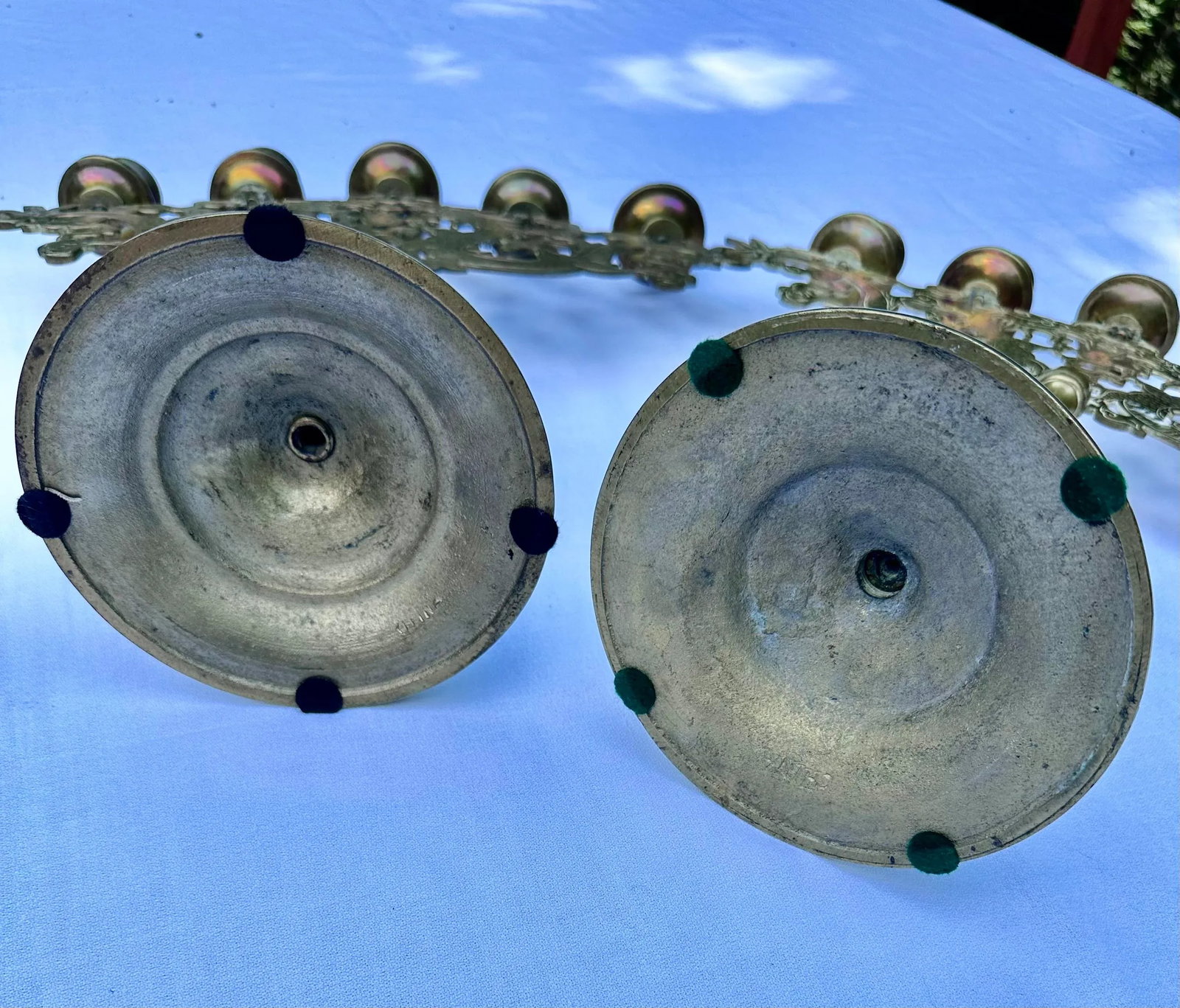 Vintage Chinoiserie Dragon Brass Candelabra Table Top 5 Cup Candlestick Holders - 7