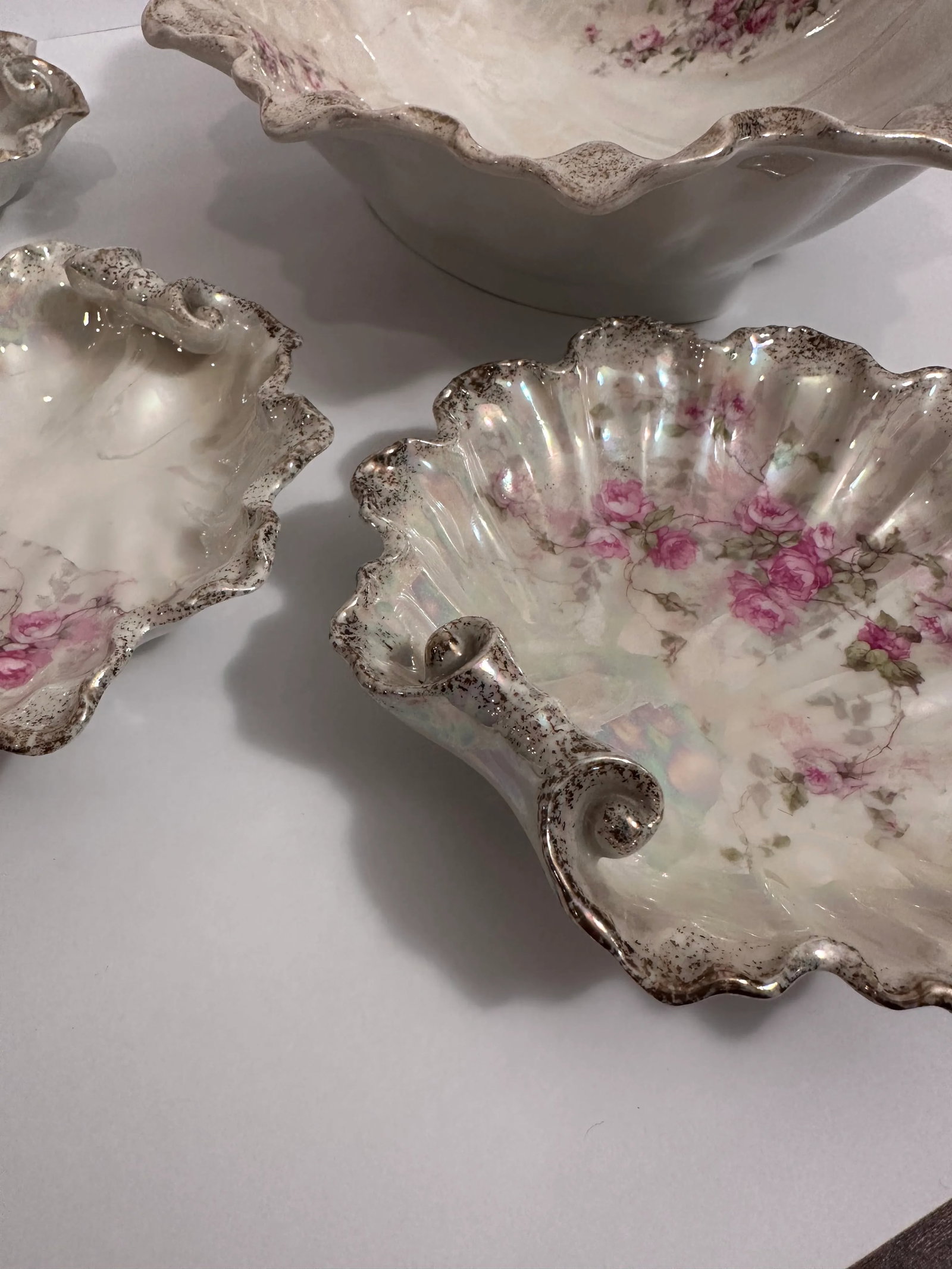 Antique Sea Shell Serving Bowl Set, Germany- 5 Pieces - 10