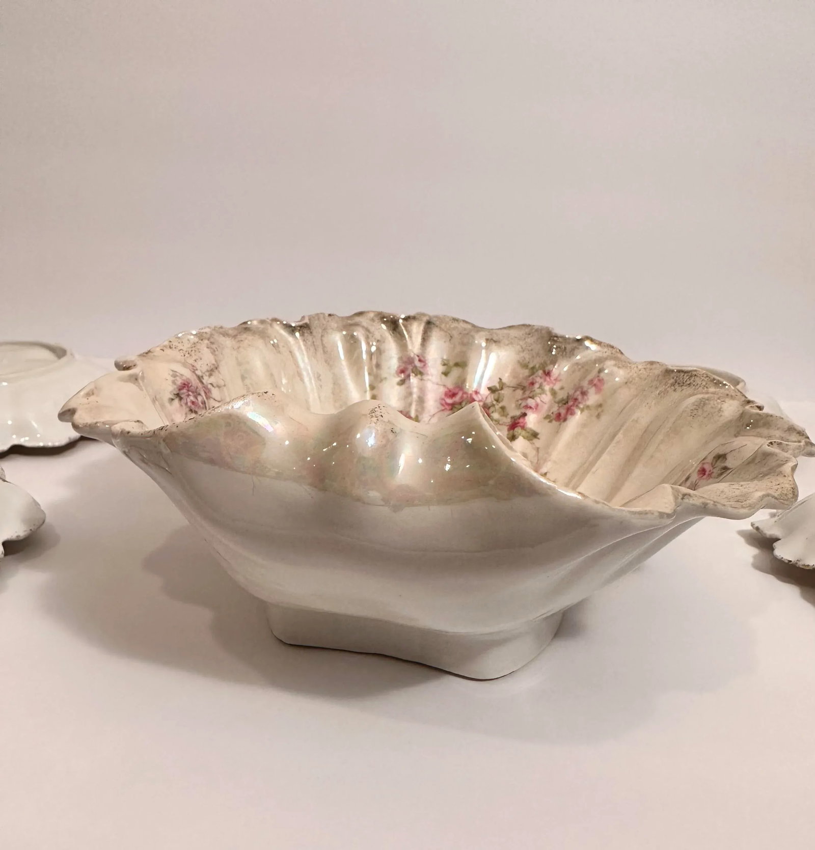 Antique Sea Shell Serving Bowl Set, Germany- 5 Pieces - 12
