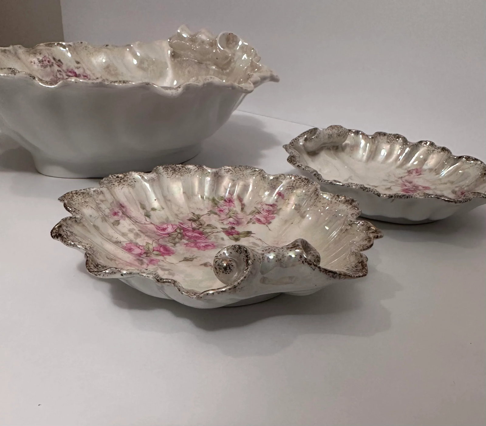 Antique Sea Shell Serving Bowl Set, Germany- 5 Pieces - 7