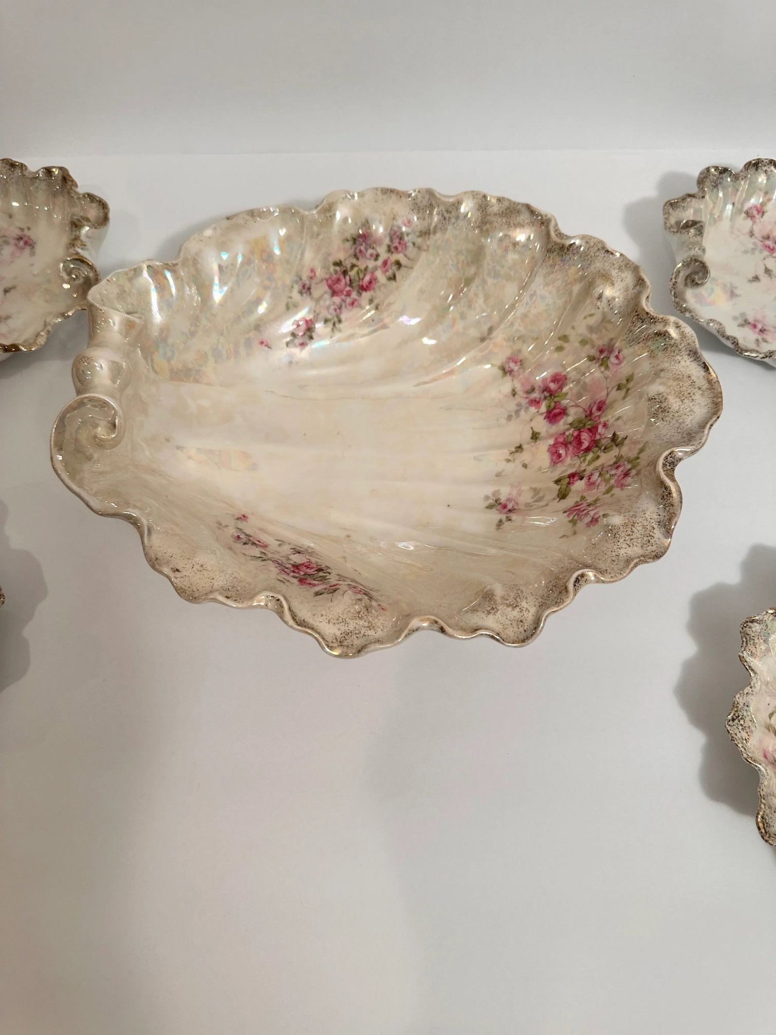 Antique Sea Shell Serving Bowl Set, Germany- 5 Pieces - 9