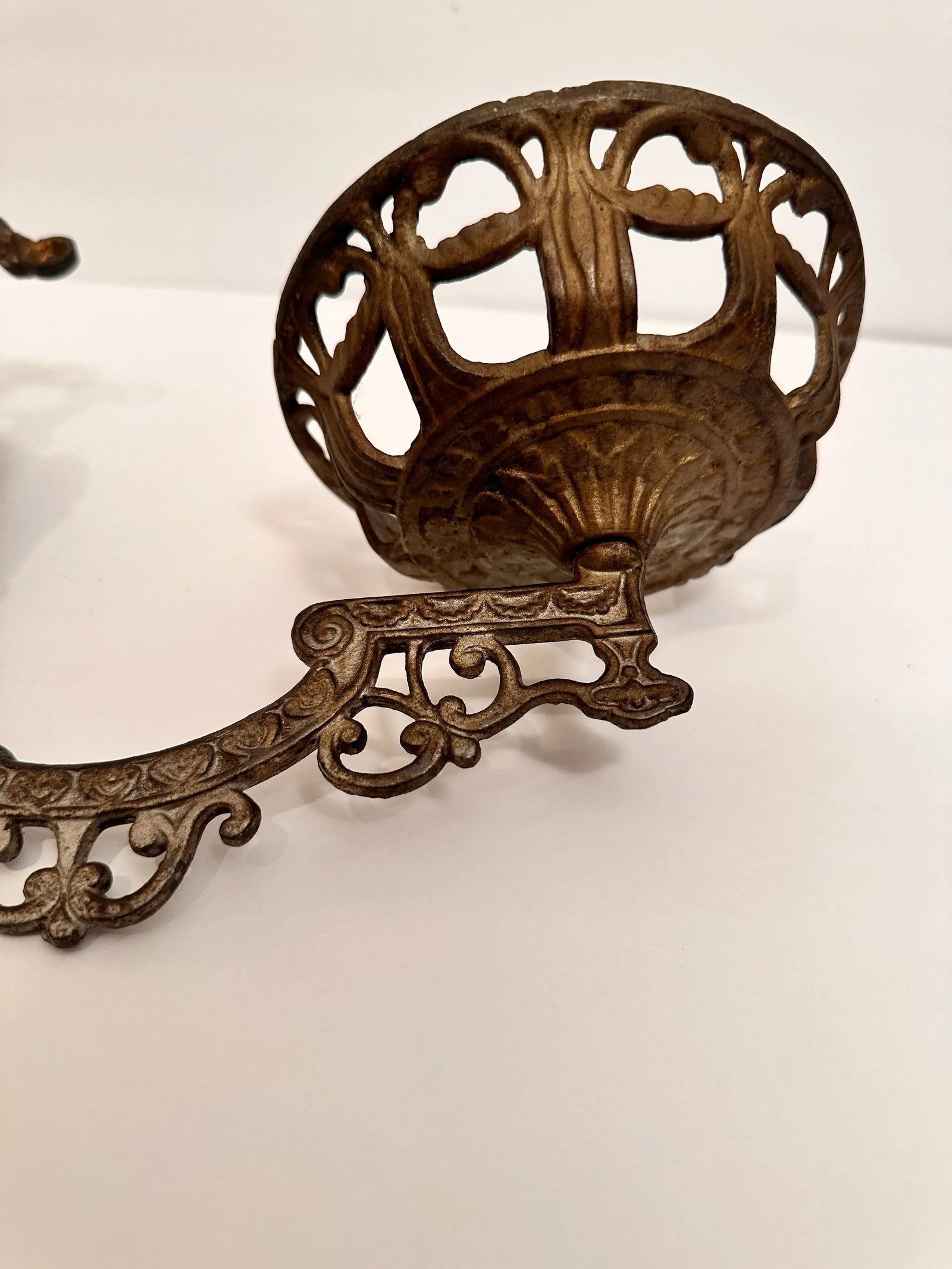 Antique Cast Iron Wall Candle Sconce With Bracket - 2
