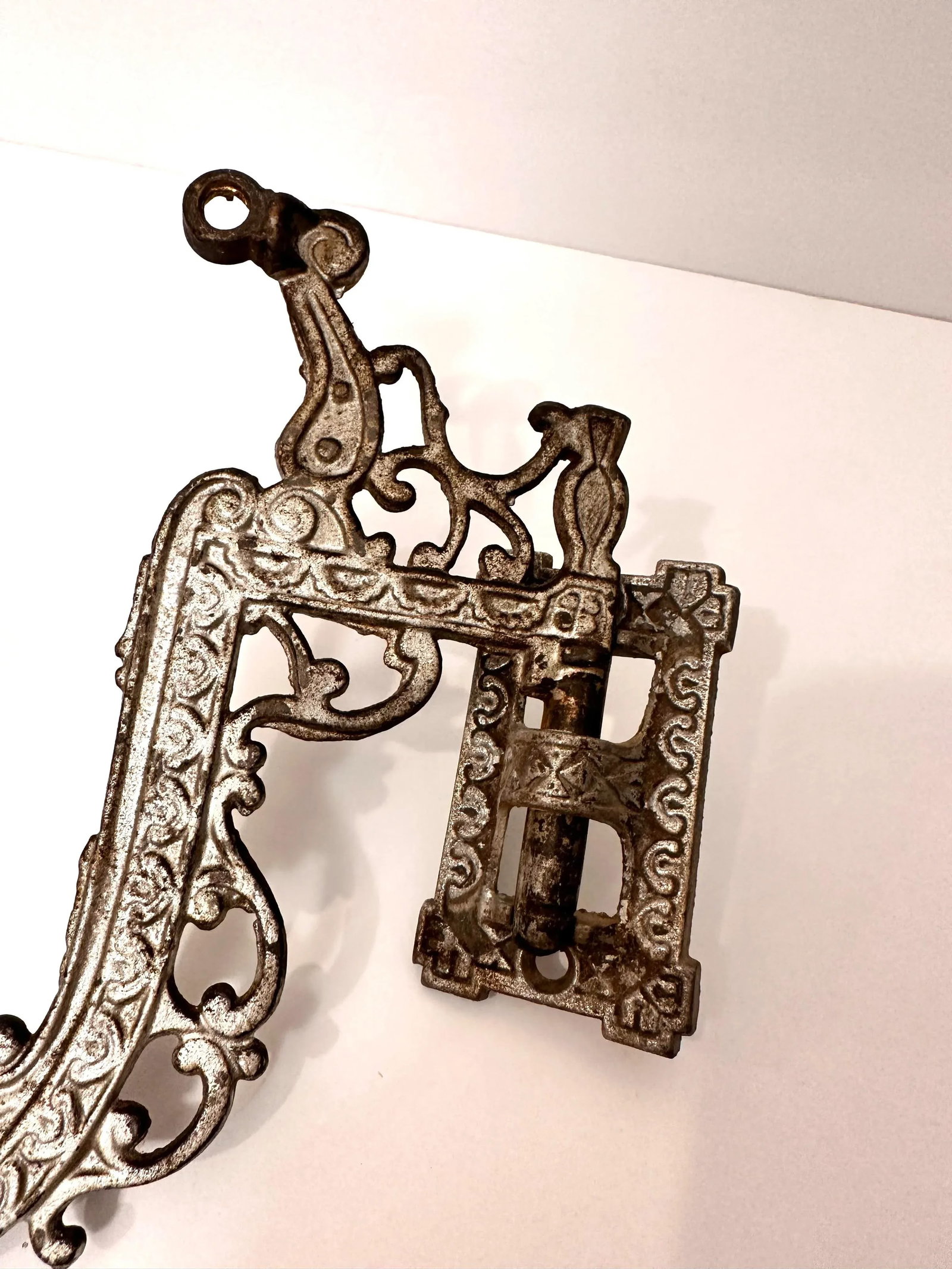 Antique Cast Iron Wall Candle Sconce With Bracket - 5