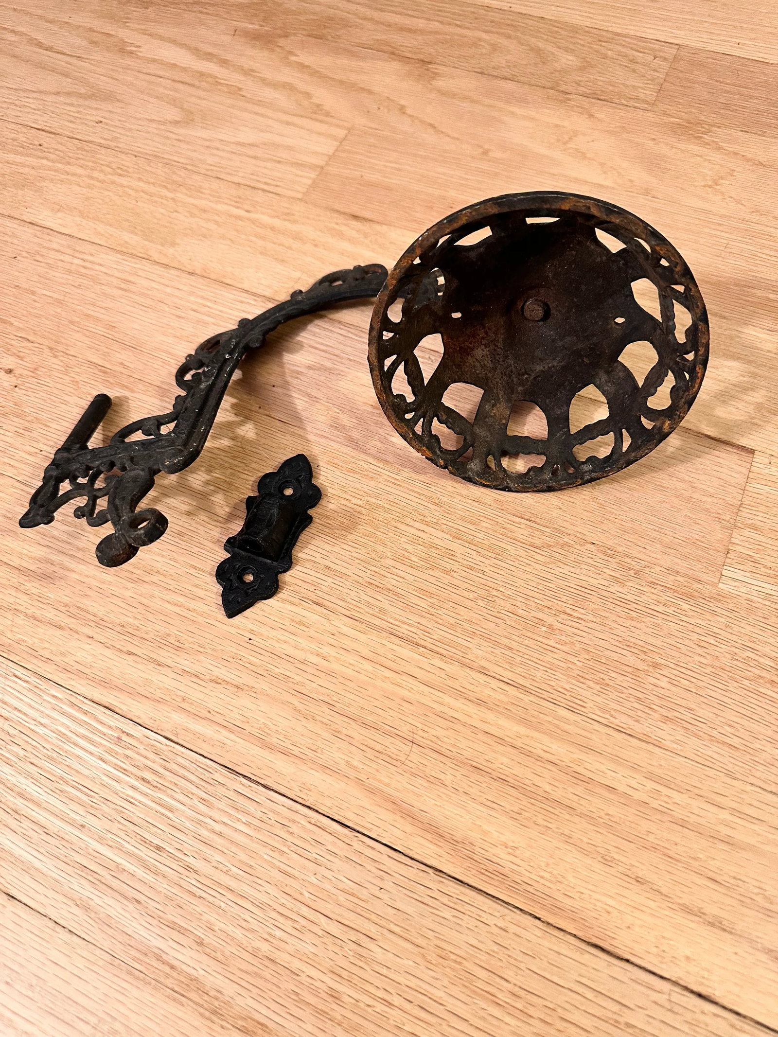 Antique Cast Iron Wall Sconce Candle Holder and Bracket - 2