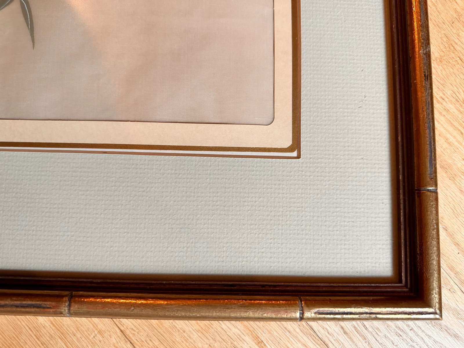 Vintage 1978 Japan Bird Painting on Silk Faux Bamboo Frame - 9