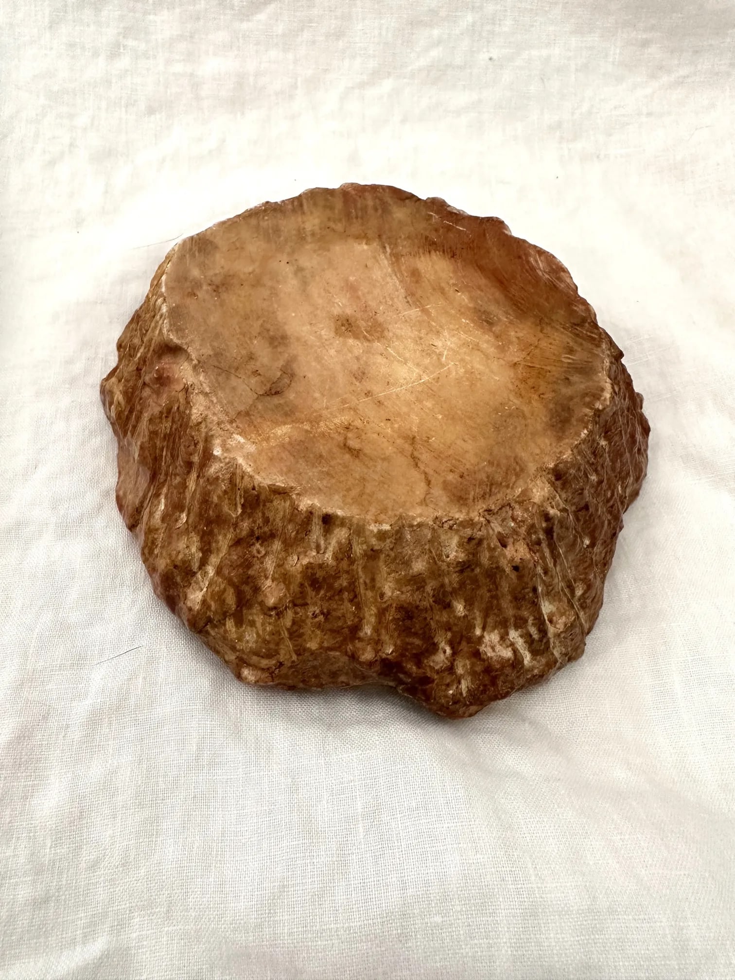 Vintage Alabaster Faux Petrified Wood Ashtray - 4