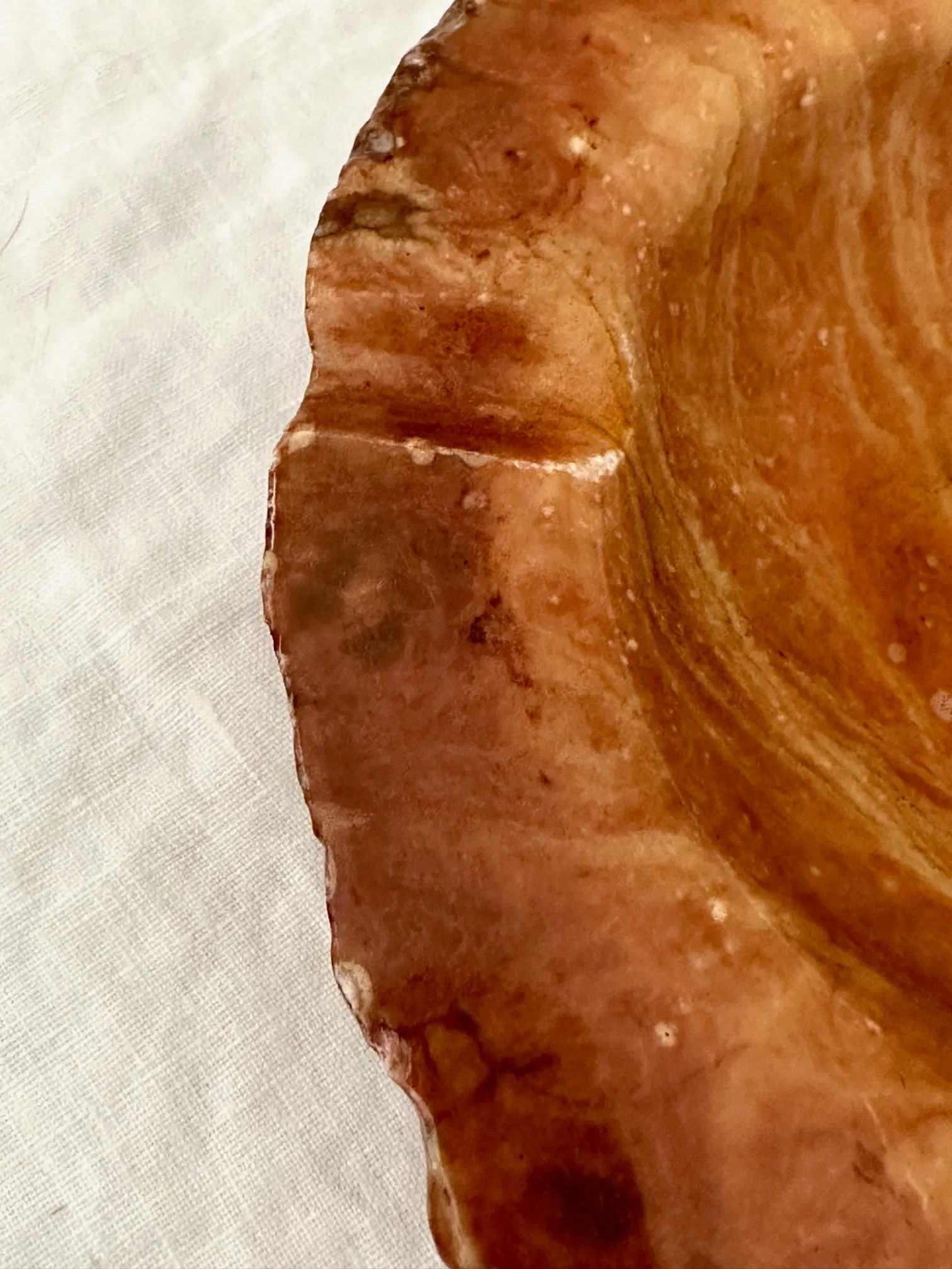 Vintage Alabaster Faux Petrified Wood Ashtray - 6