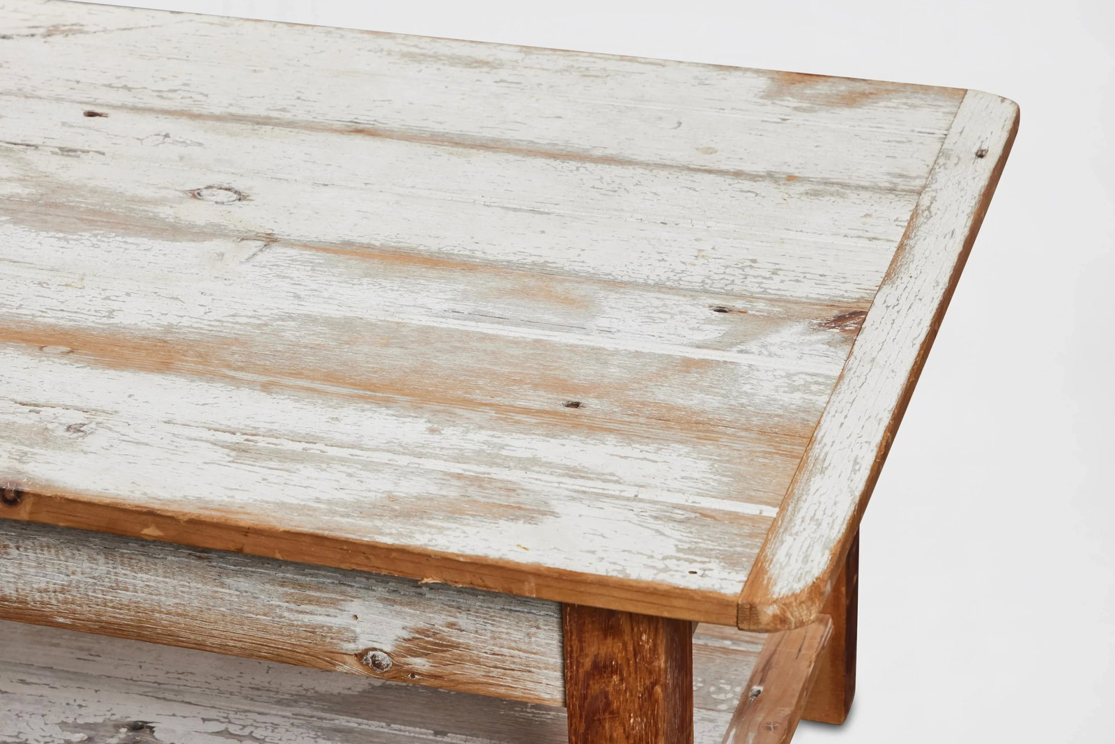 Distressed-Painted White Oak Coffee Table - 6