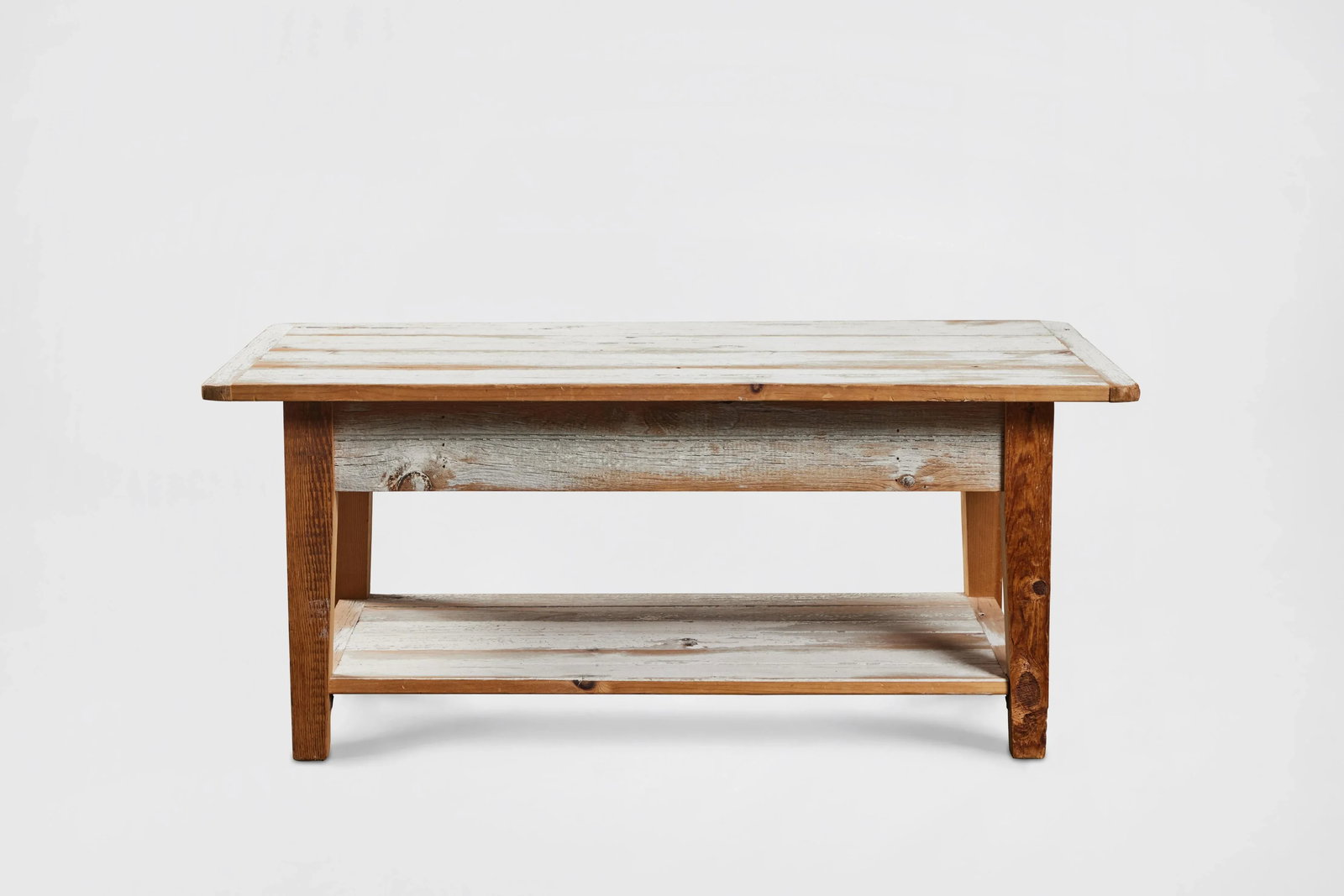Distressed-Painted White Oak Coffee Table - 8