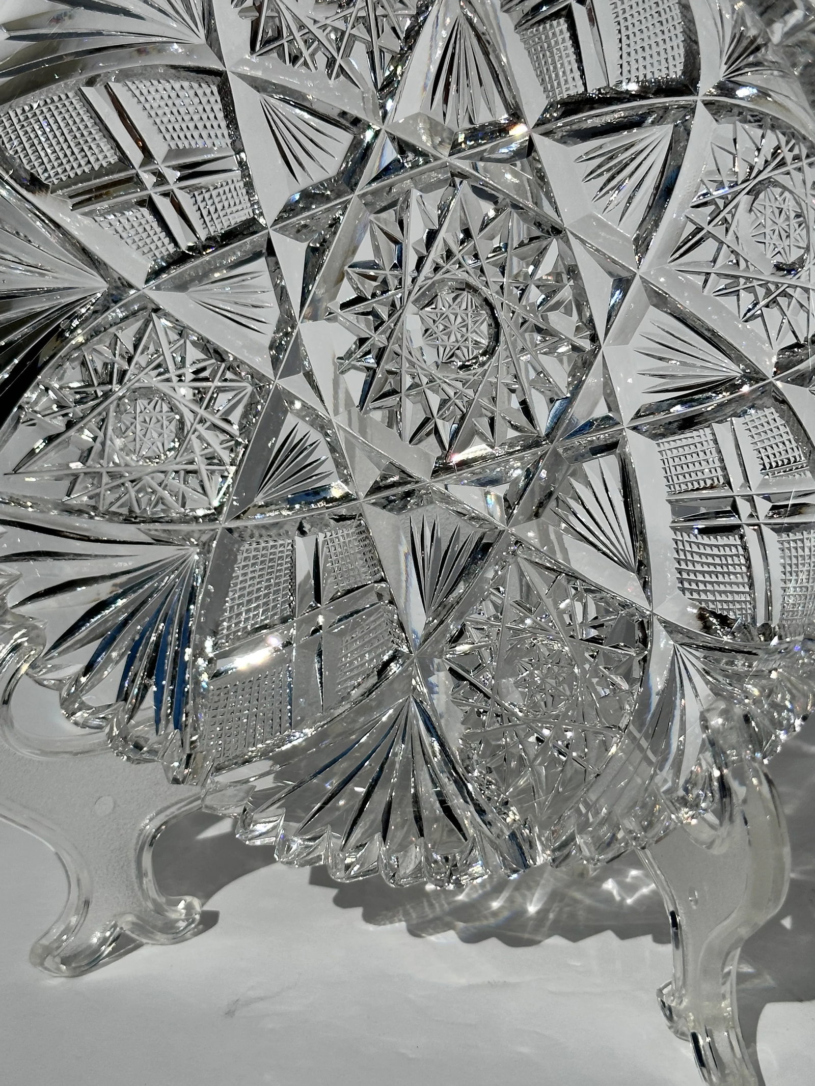 Antique American Brilliant Period Cut Crystal Bonbon Nappy Dish - 10