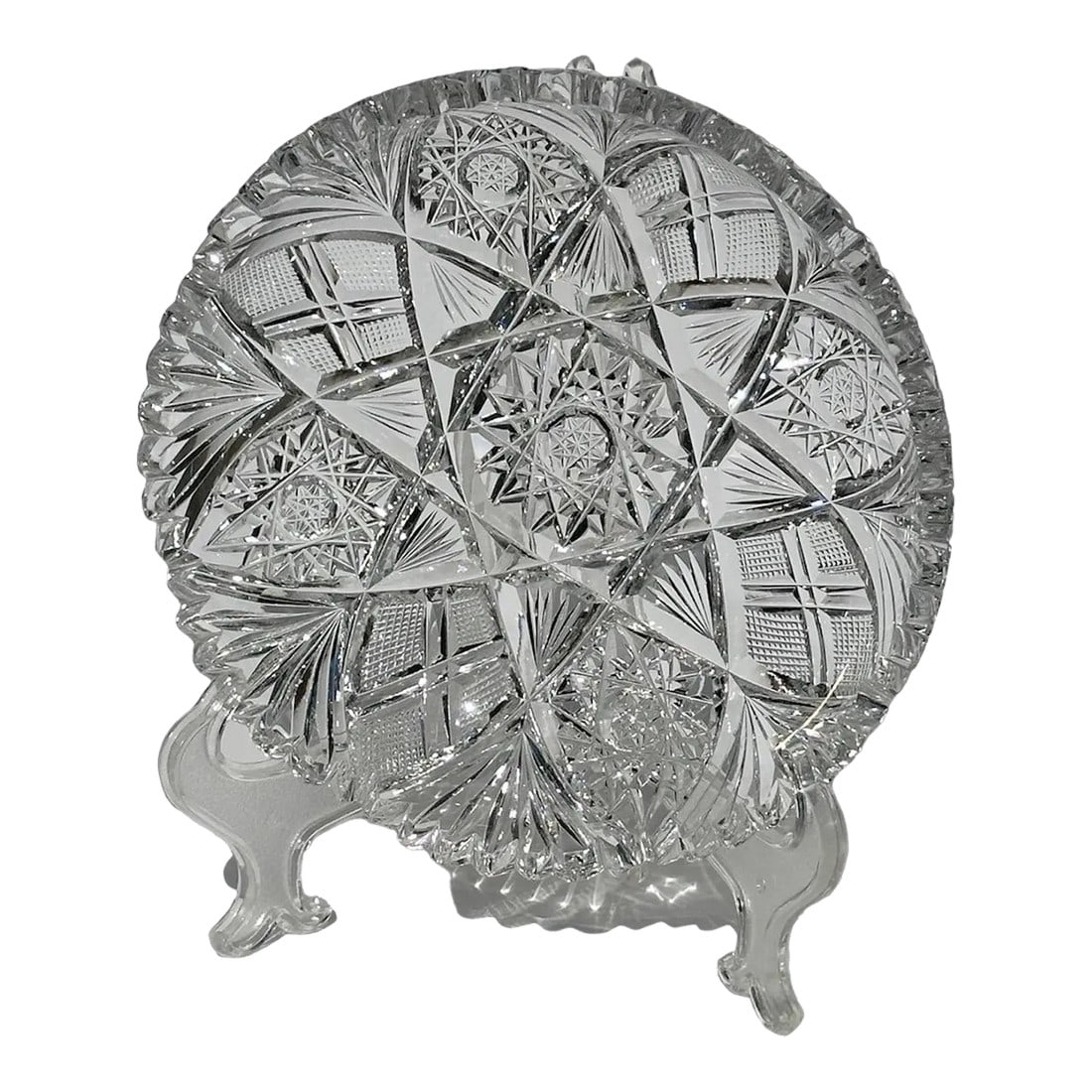 Antique American Brilliant Period Cut Crystal Bonbon Nappy Dish (1 of 11)