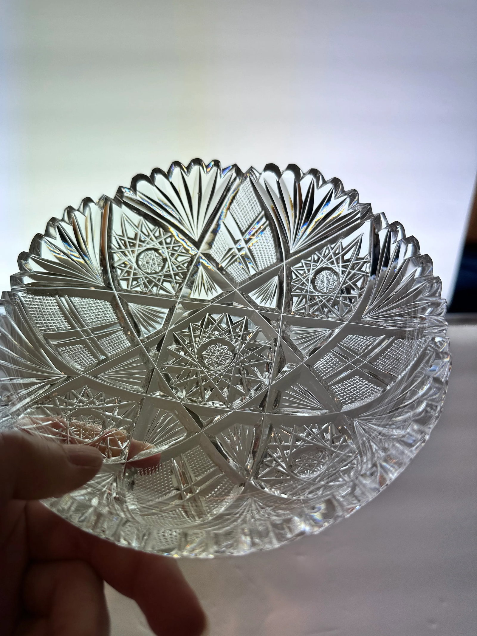 Antique American Brilliant Period Cut Crystal Bonbon Nappy Dish - 4