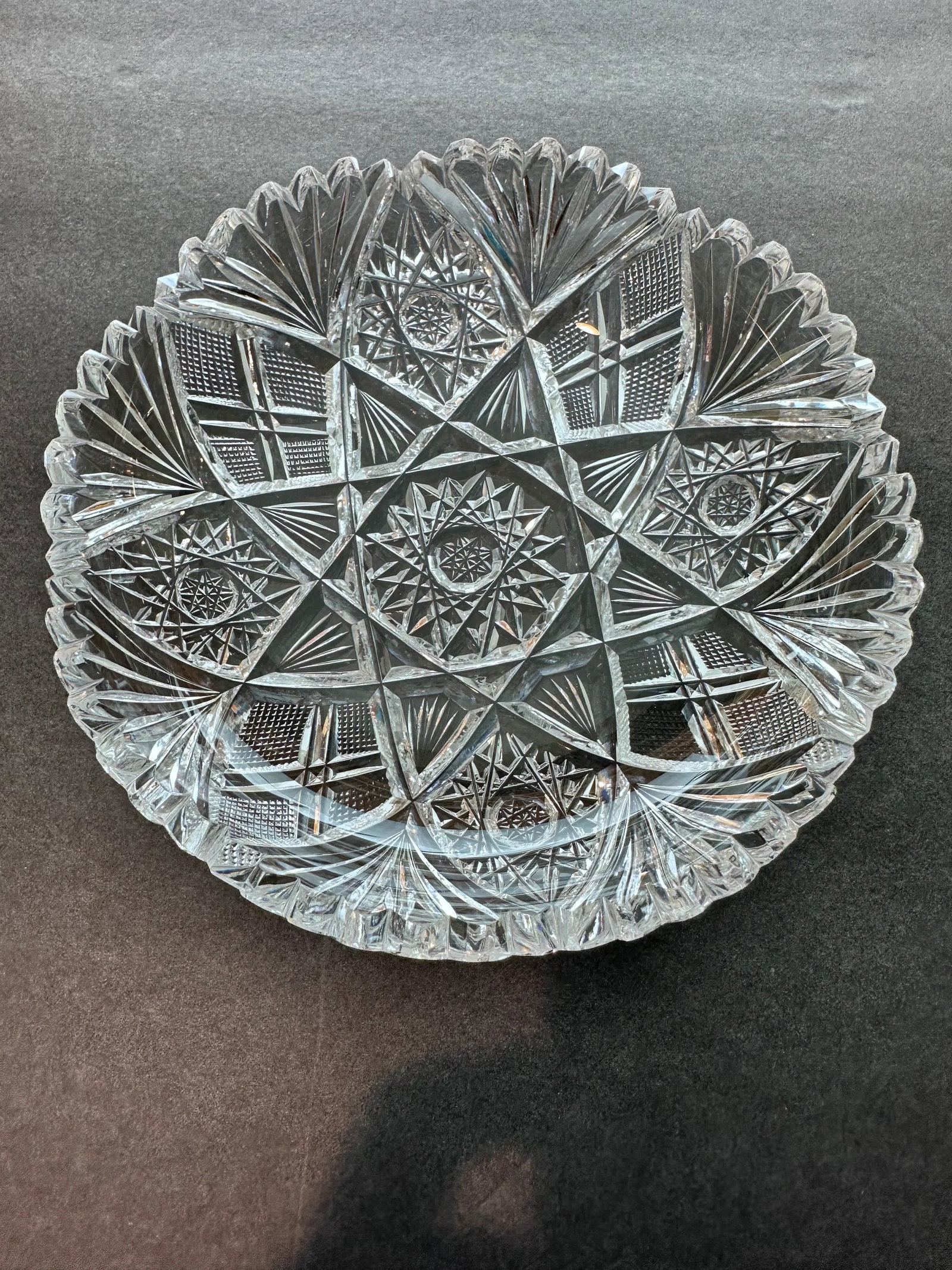 Antique American Brilliant Period Cut Crystal Bonbon Nappy Dish - 5