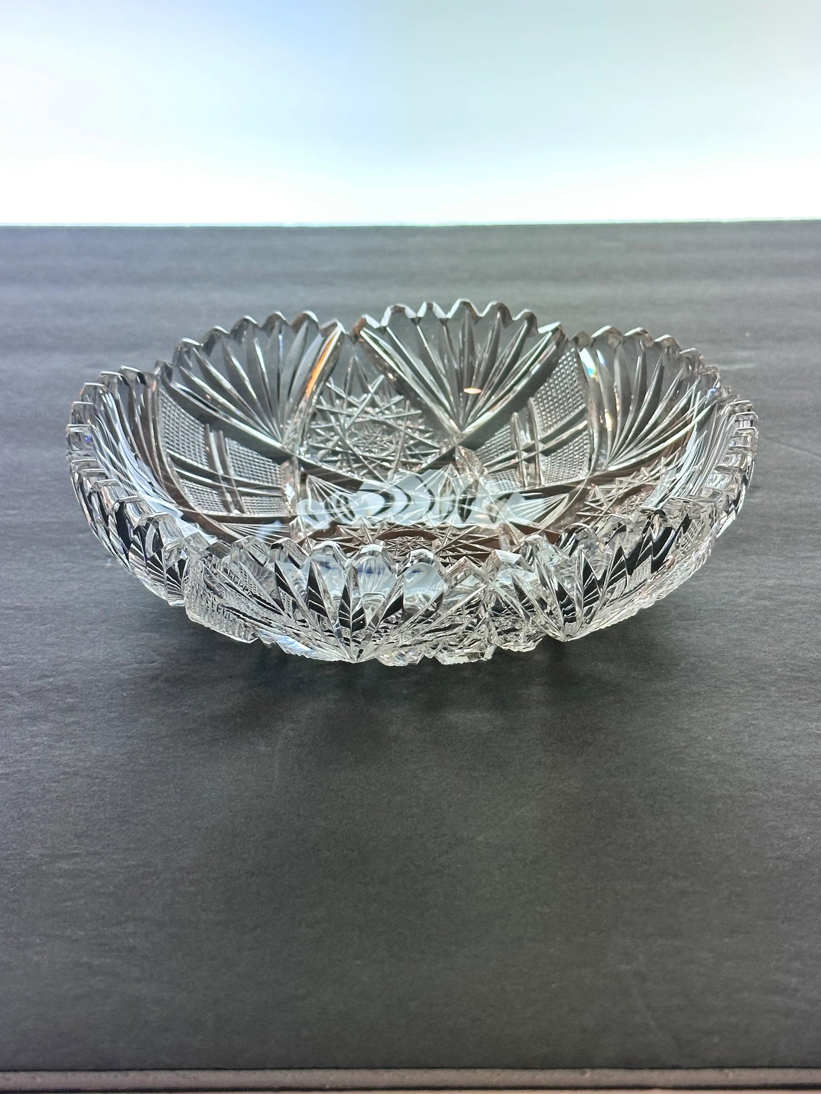 Antique American Brilliant Period Cut Crystal Bonbon Nappy Dish - 7