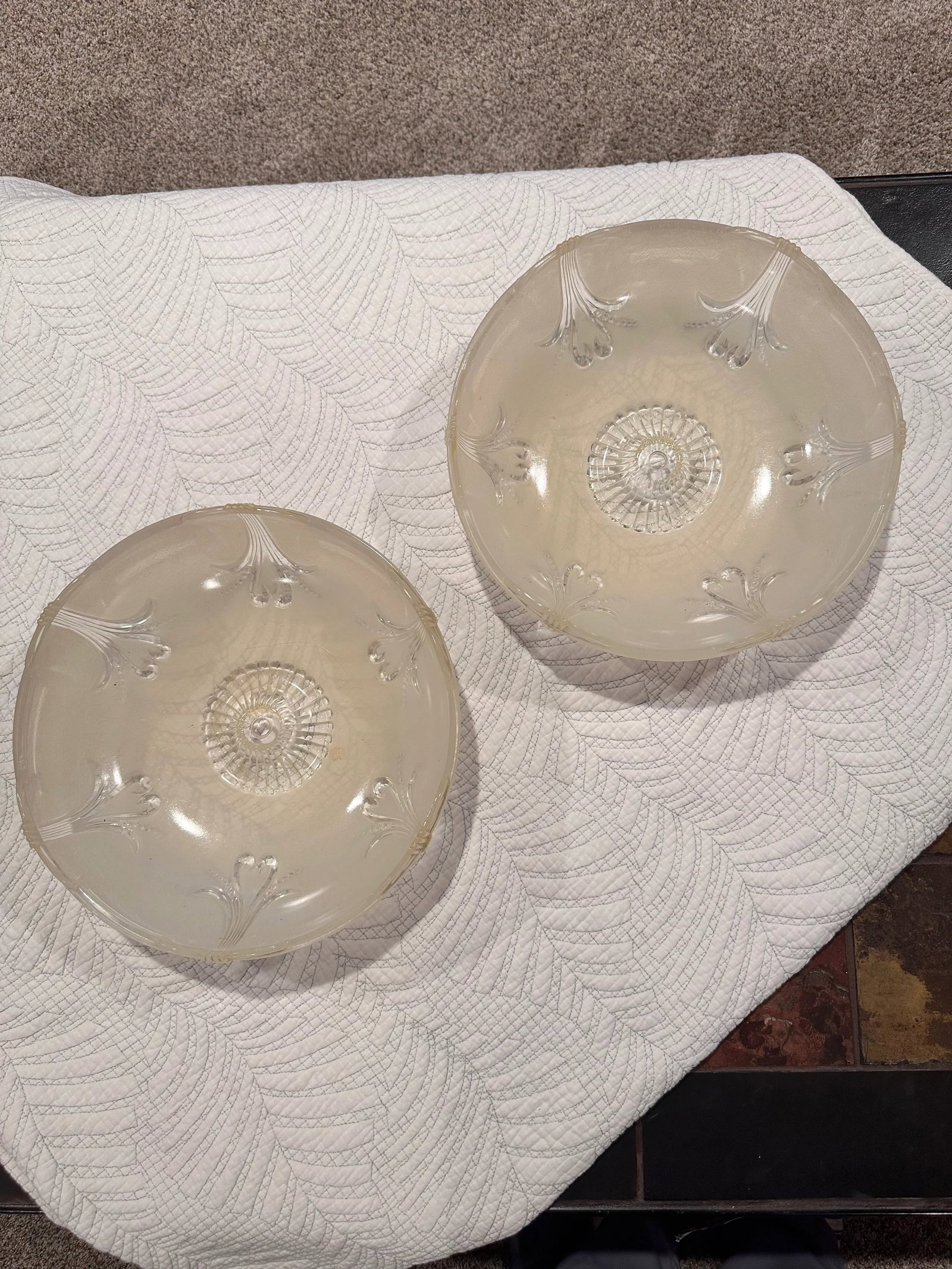 Early 20th Century Art Deco Frosted Glass Ceiling Light Shades - a Pair - 2