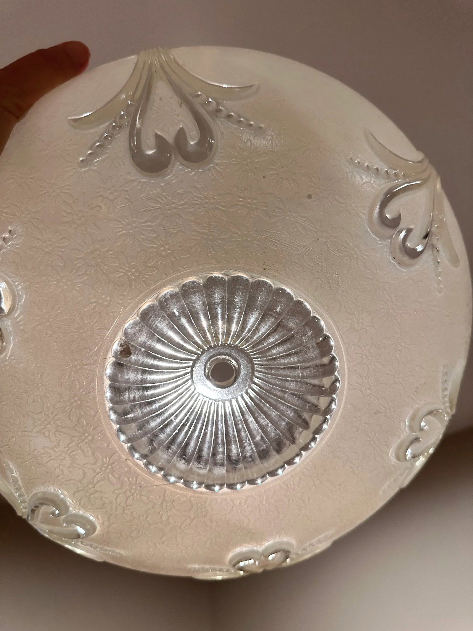 Early 20th Century Art Deco Frosted Glass Ceiling Light Shades - a Pair - 4