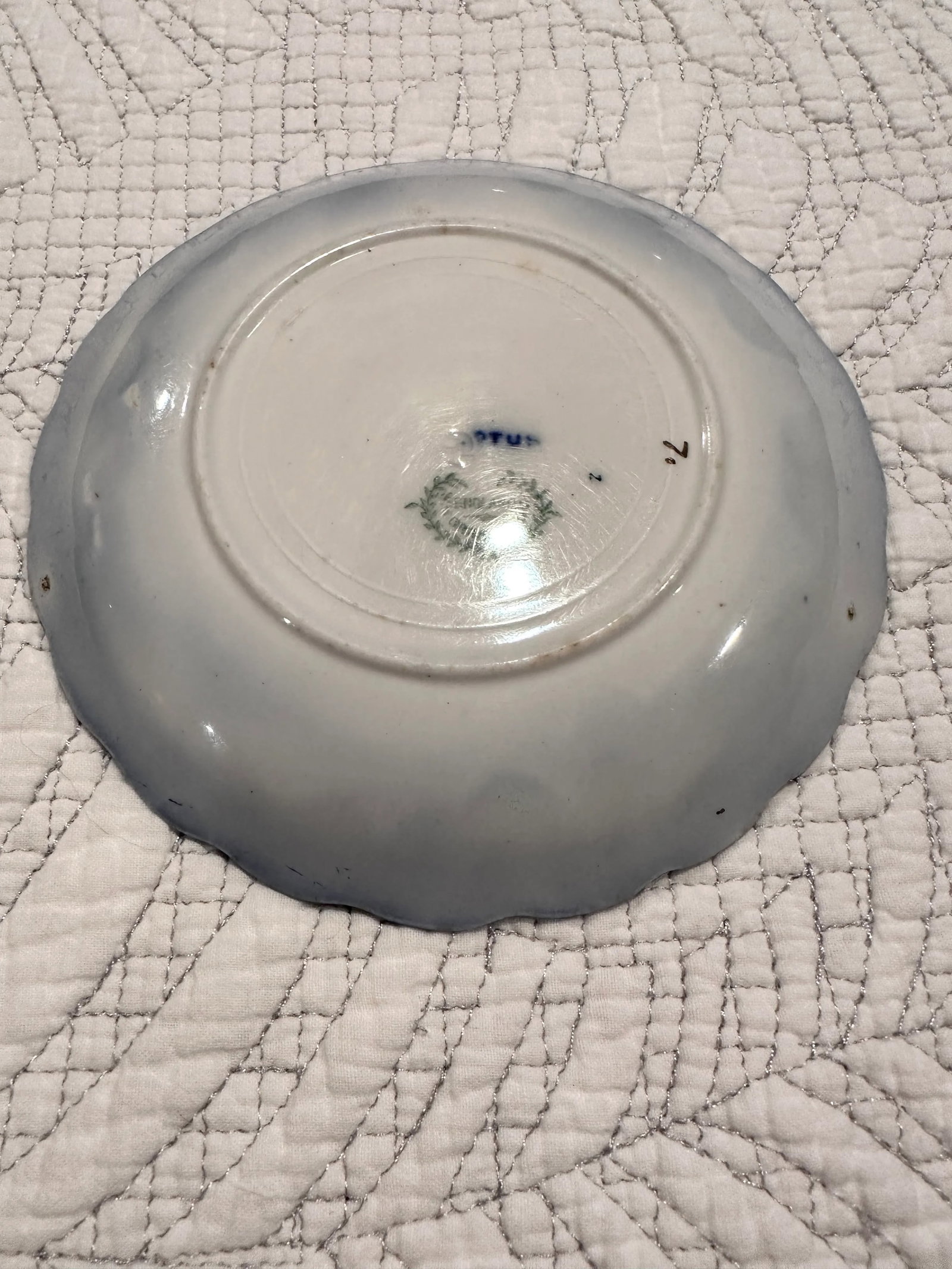 Antique Grindley Lotus Flow Blue Saucer, England - 4