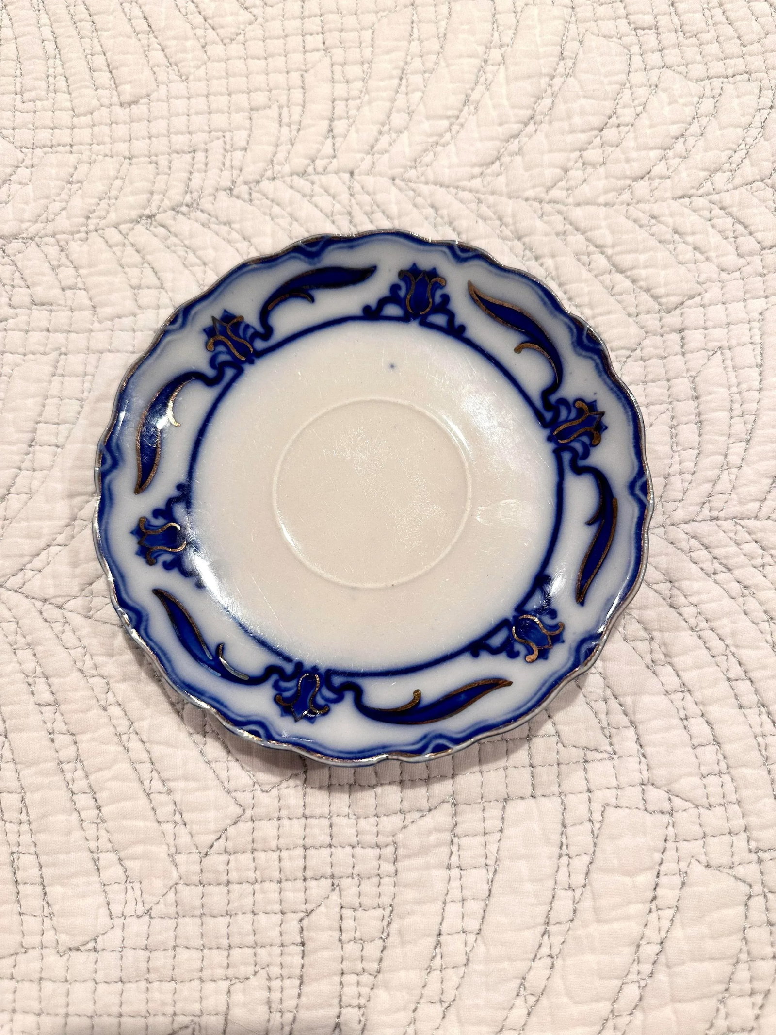 Antique Grindley Lotus Flow Blue Saucer, England - 6