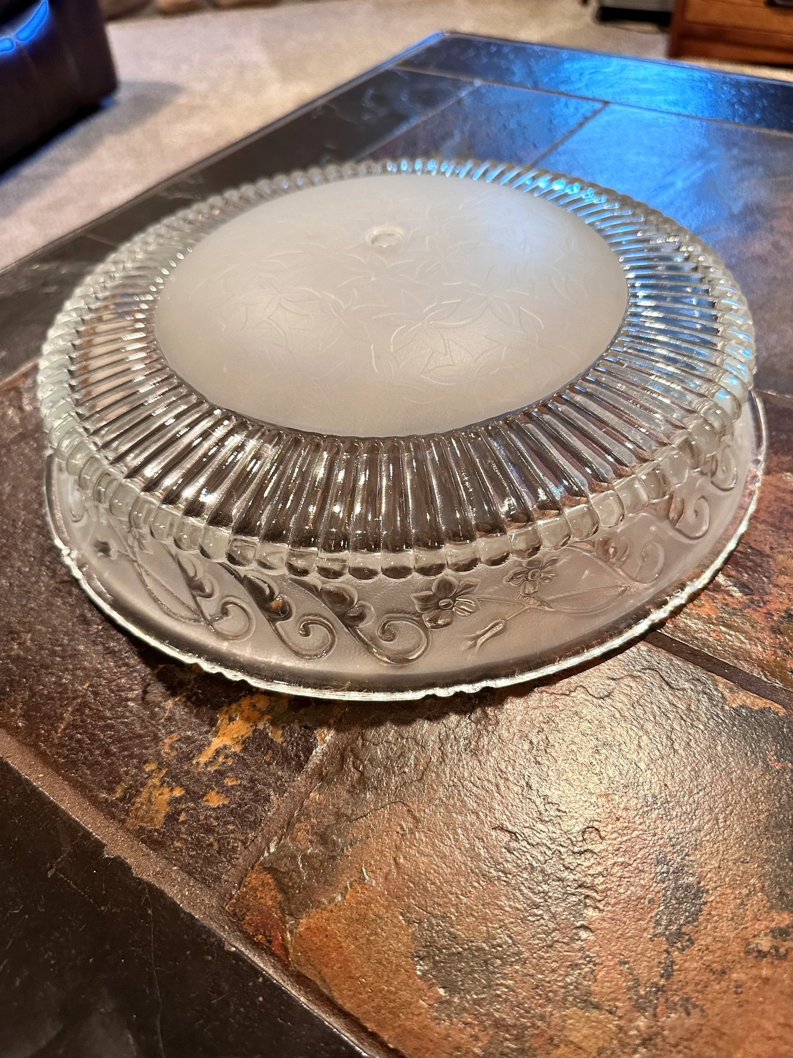 Mid 20th Century Vintage Art Deco Glass Ceiling Light Shade Globe - 6