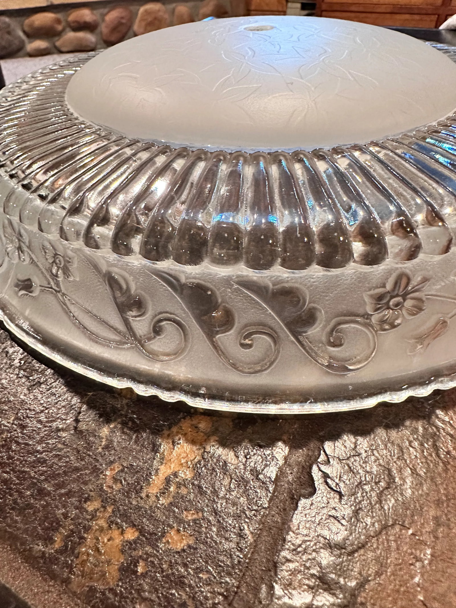 Mid 20th Century Vintage Art Deco Glass Ceiling Light Shade Globe - 7