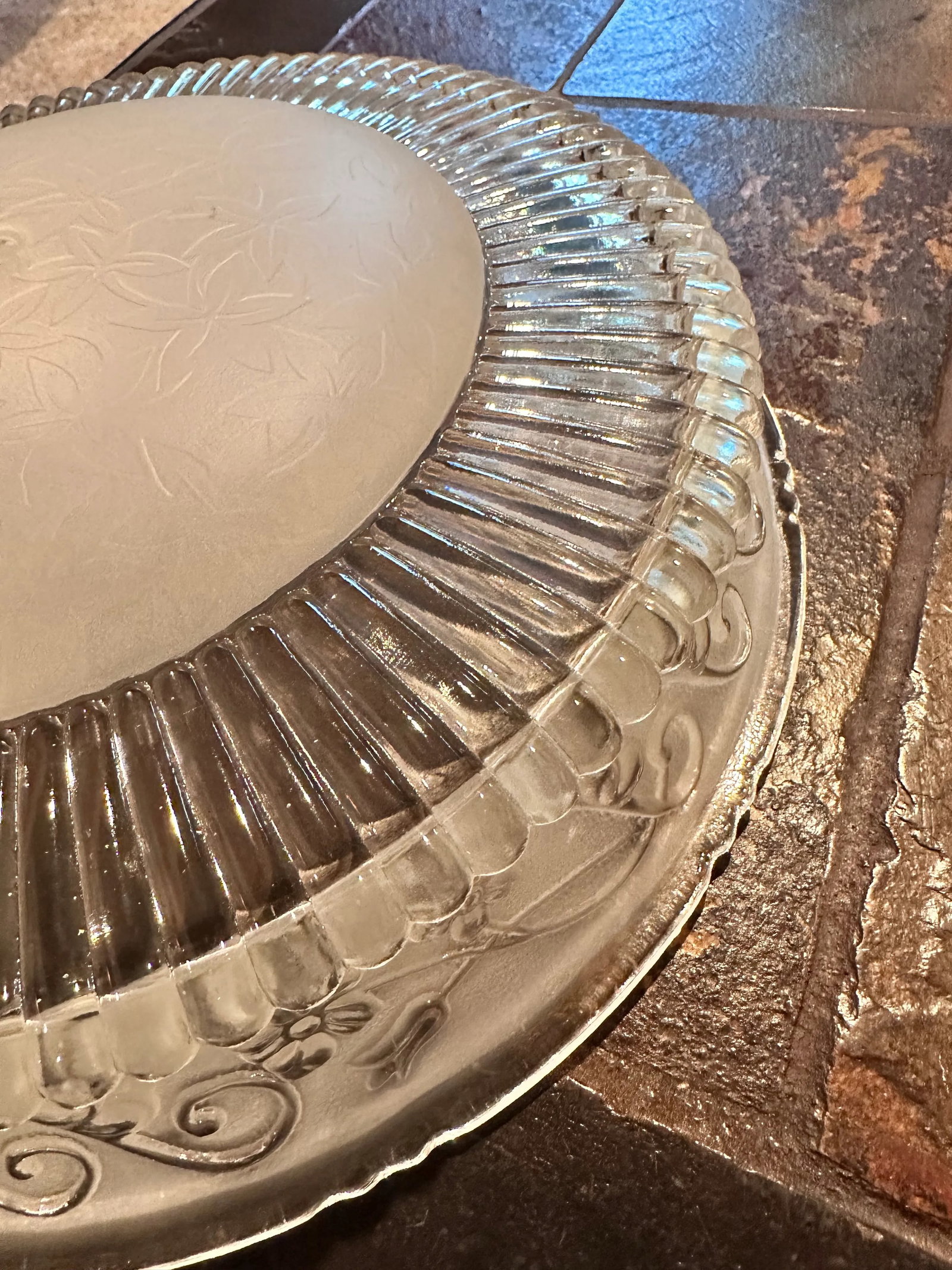 Mid 20th Century Vintage Art Deco Glass Ceiling Light Shade Globe - 9