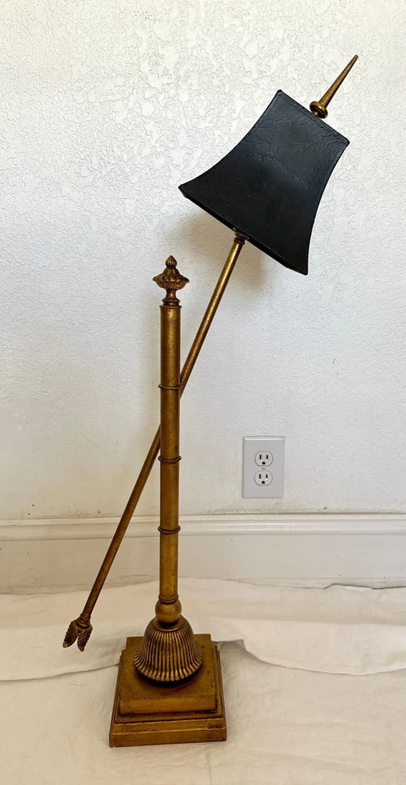 Vintage Hollywood Regency Gold Gilt Arrow Table Lamp - 8